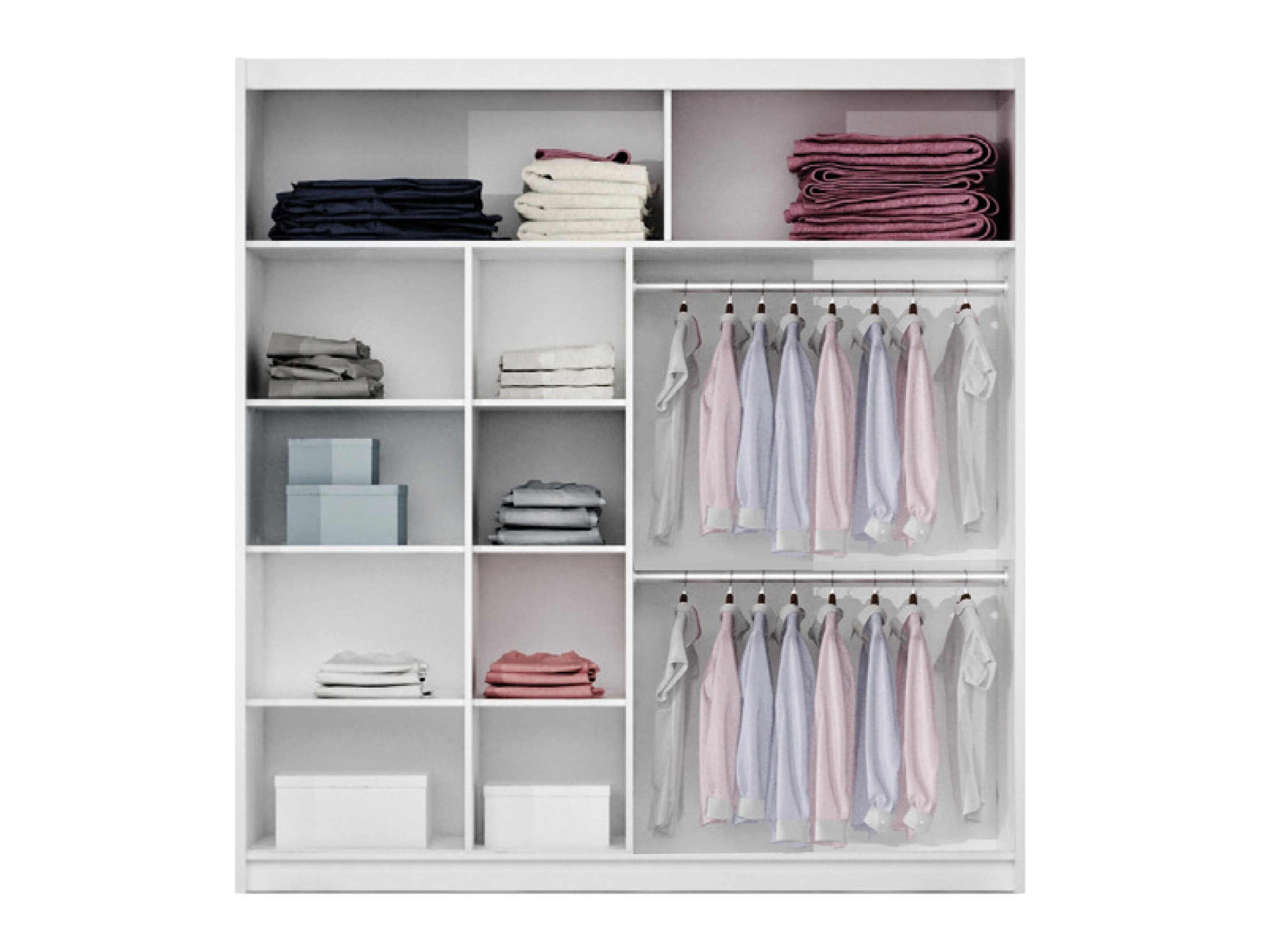 Kleiderschrank Honolulu 193 (Weiss + spiegel)
