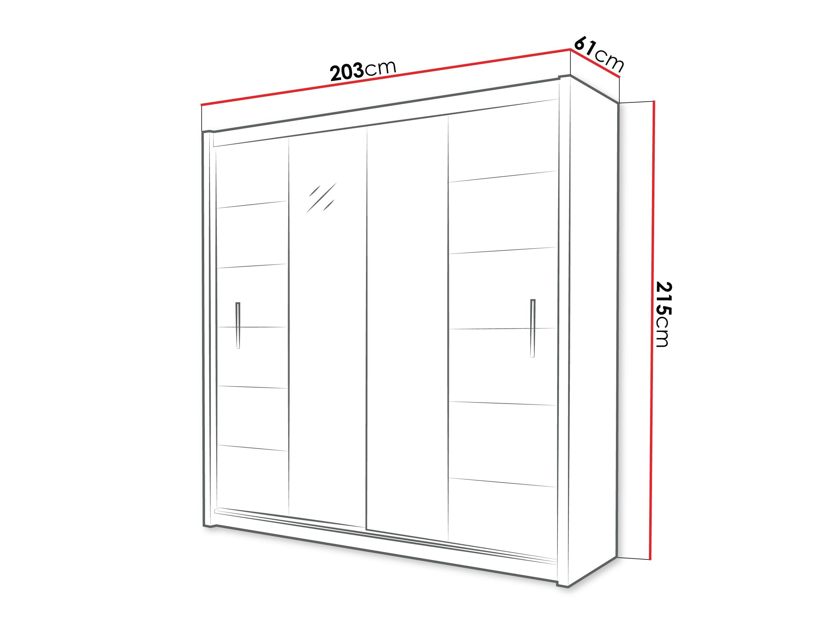 Kleiderschrank Honolulu 193 (Weiss + spiegel)