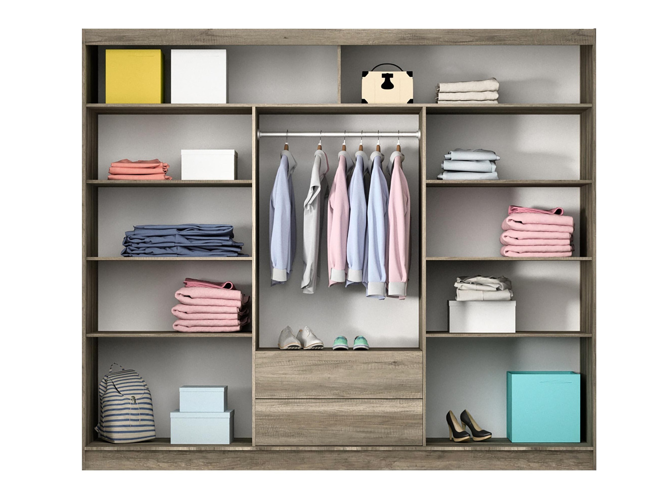 Kleiderschrank Honolulu 109 (Weiss + Canyon eichenholzoptik)