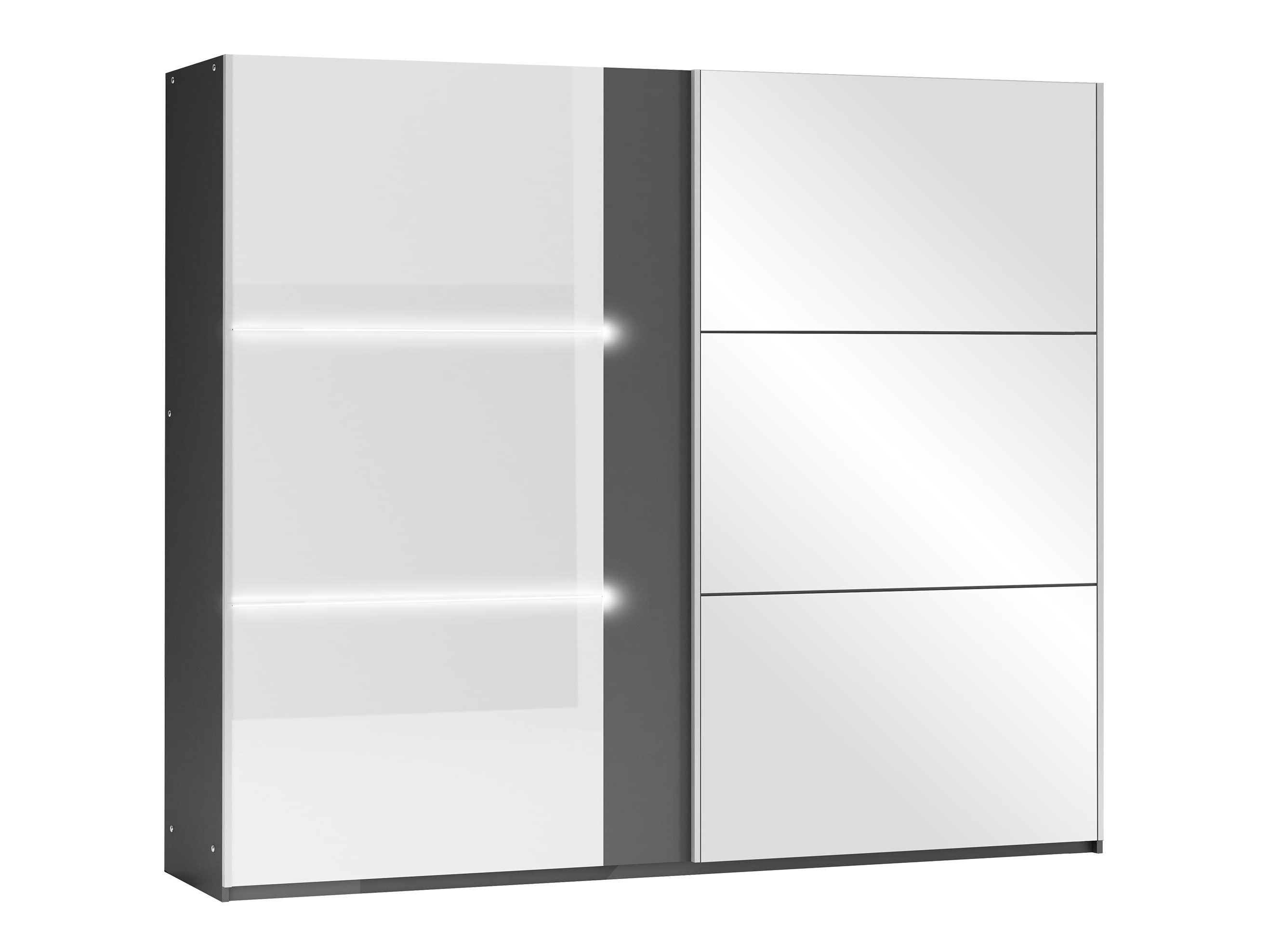 Kleiderschrank Honolulu 122 (Graphit + Weiss glänzend)