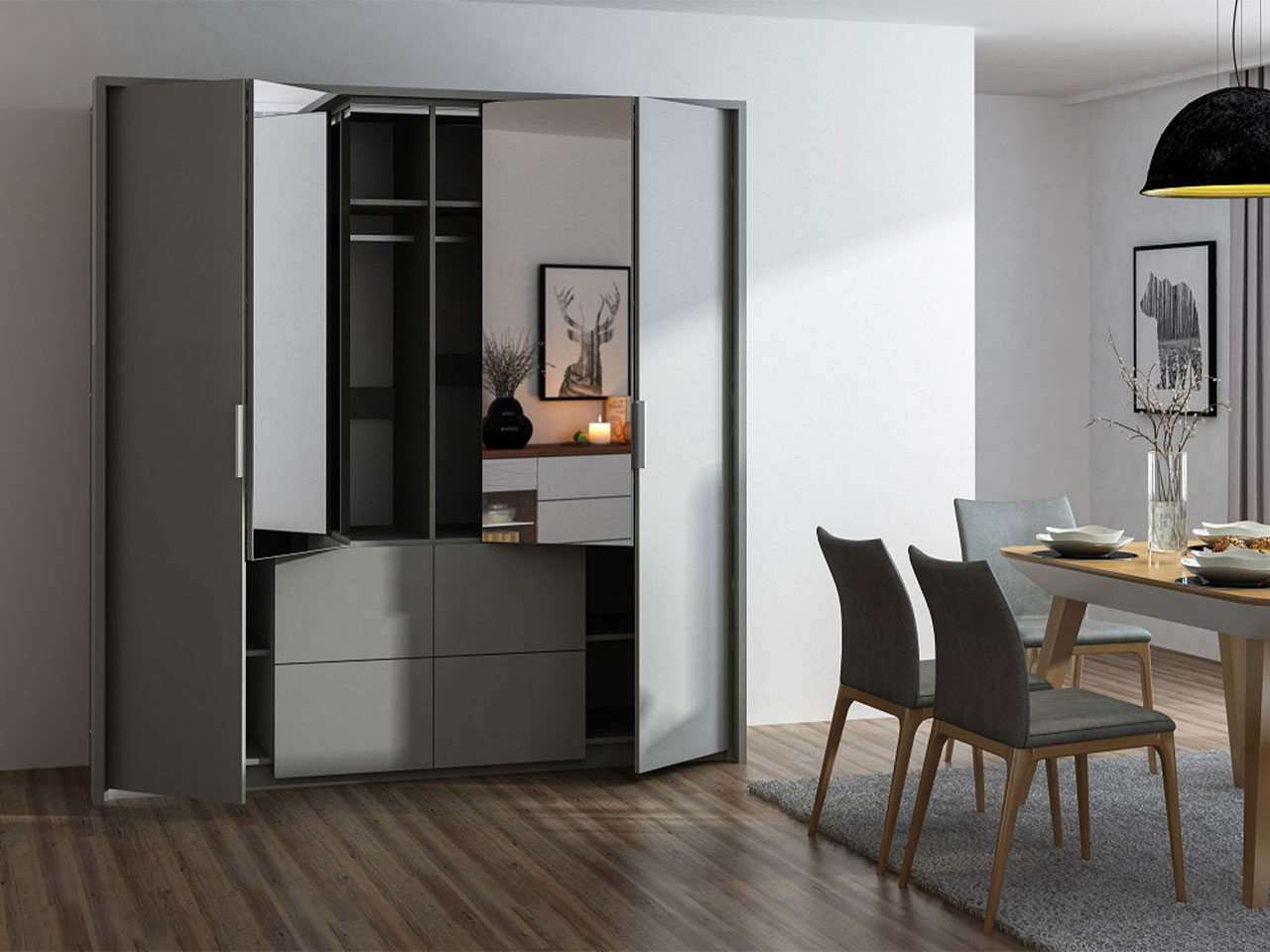 Kleiderschrank Honolulu 139 (Graphit)