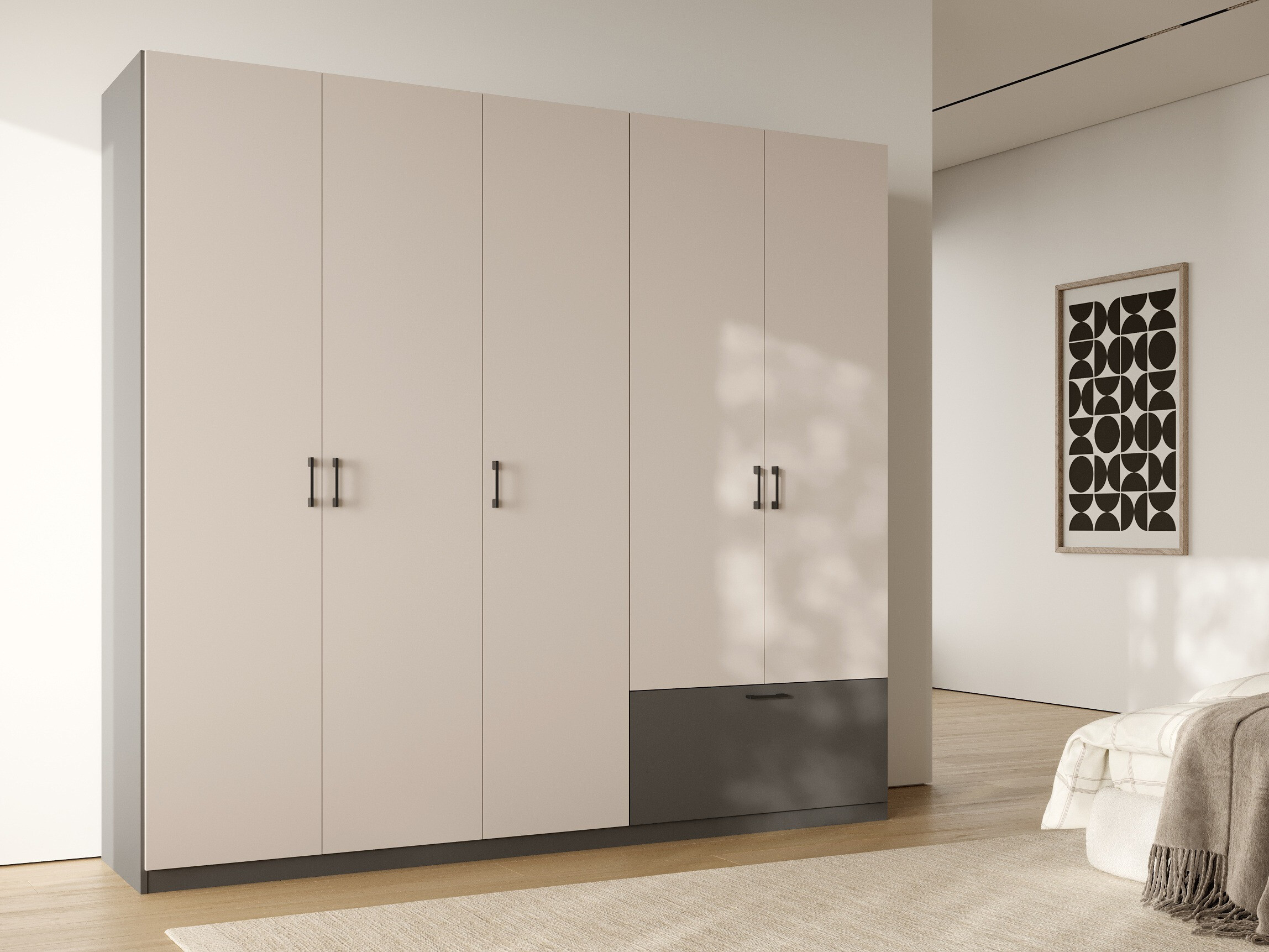 Kleiderschrank Bristol 249 (Anthrazit + Kaschmir)