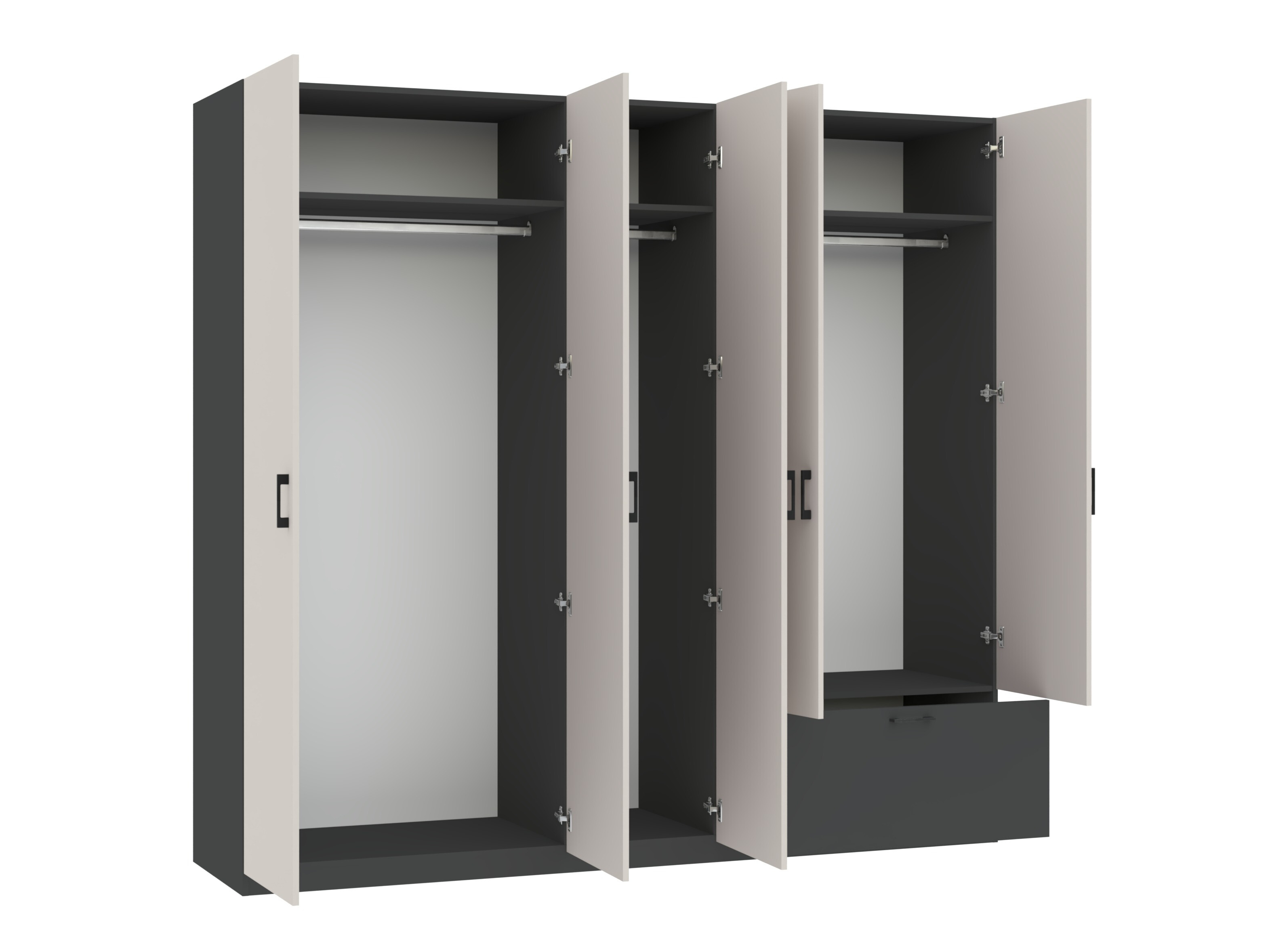 Kleiderschrank Bristol 249 (Anthrazit + Kaschmir)