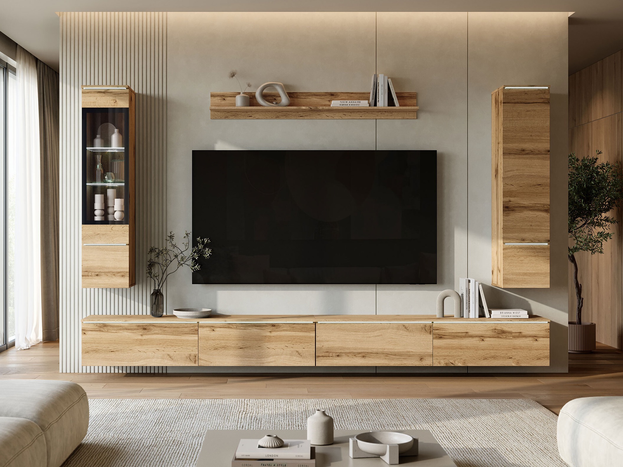 Wohnzimmer-Set Mirfivo 110 (Wotan-Eiche)