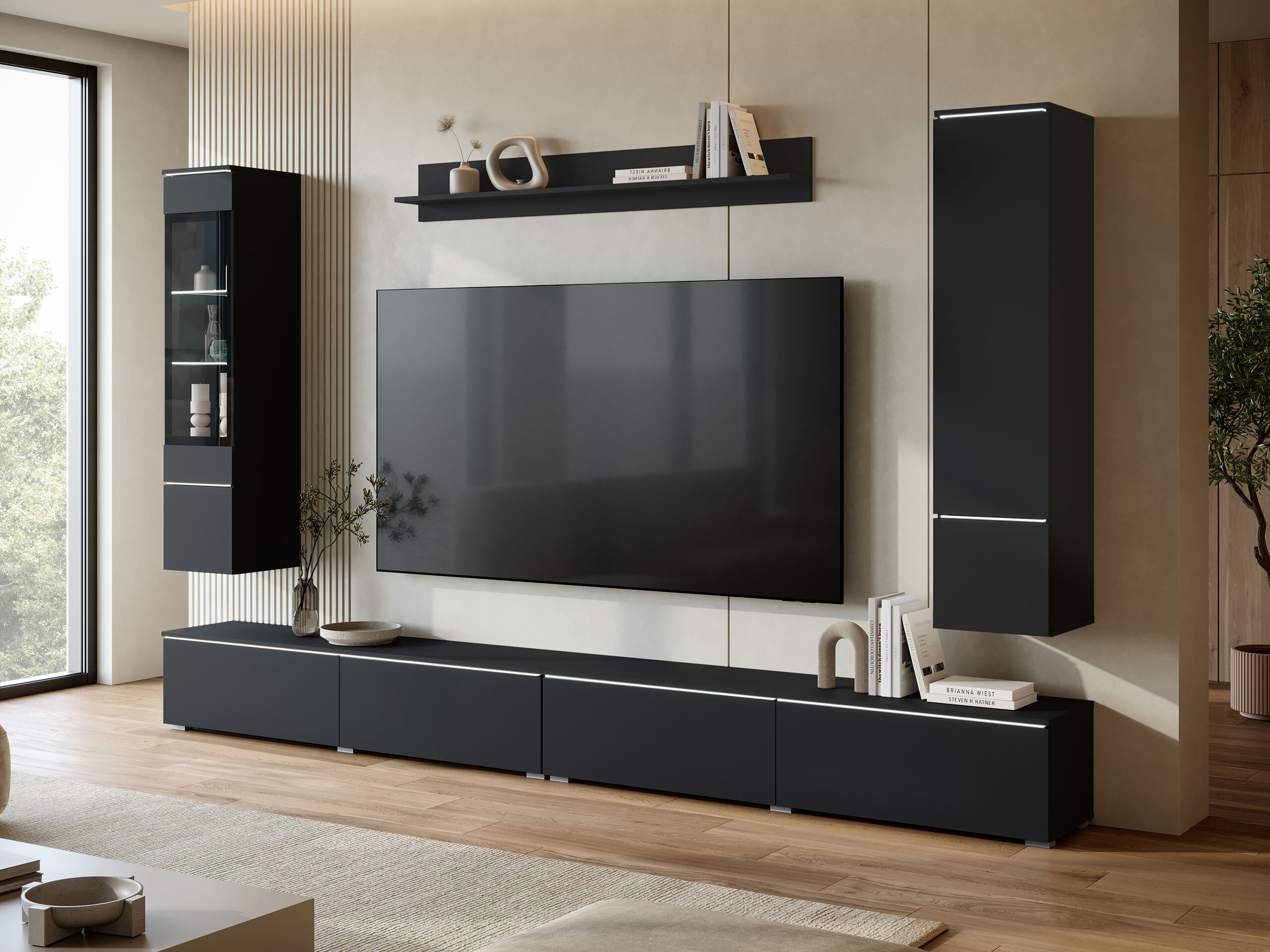 Wohnzimmer-Sets Mirfivo 110 (Schwarz)