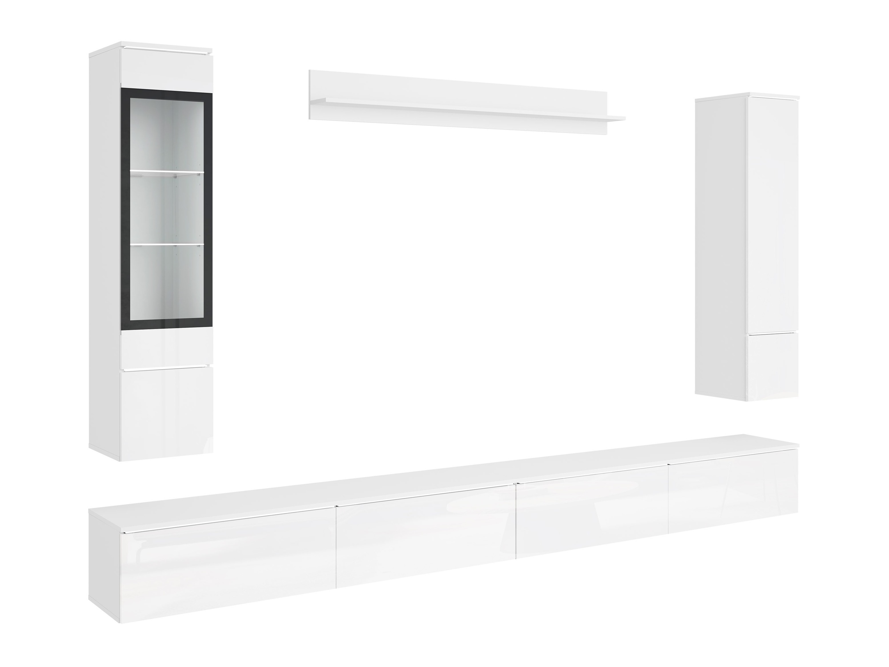 Wohnzimmer-Sets Mirfivo 110 (Weiss + Weiss glänzend)