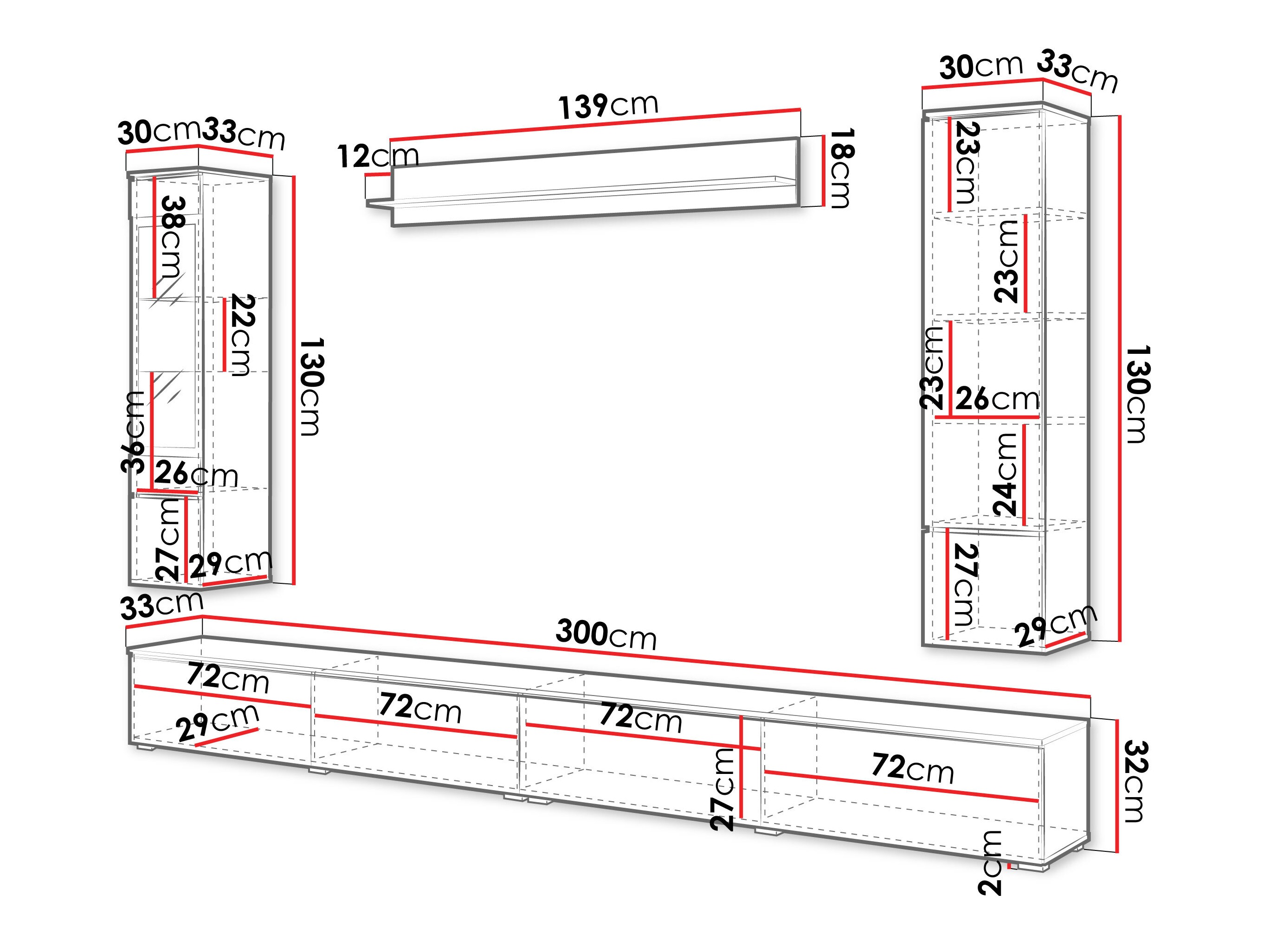 Wohnzimmer-Sets Mirfivo 110 (Weiss + Weiss glänzend)