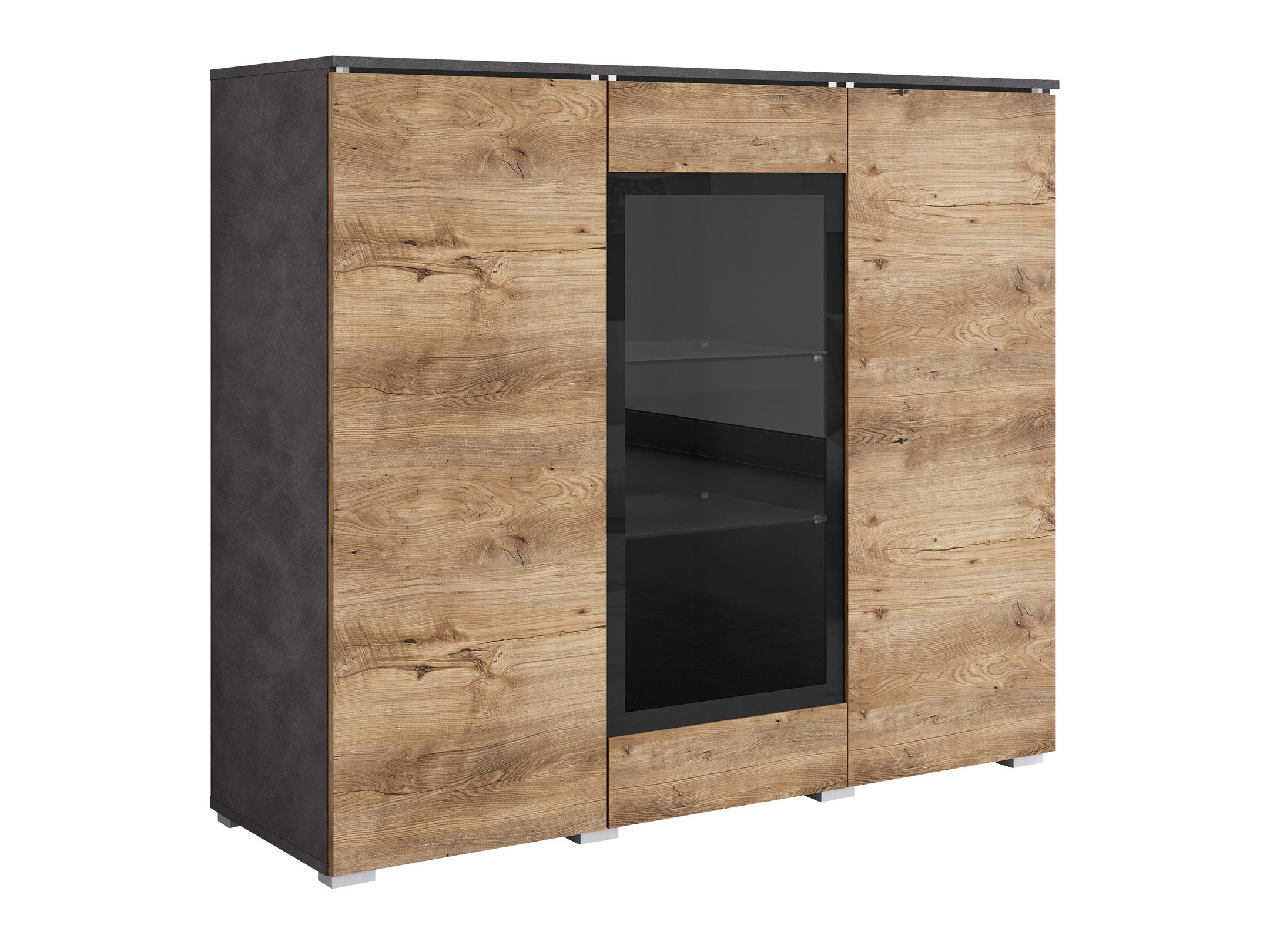 Sideboard Mirfivo 103 (Matera grau + Kastanienholzoptik)