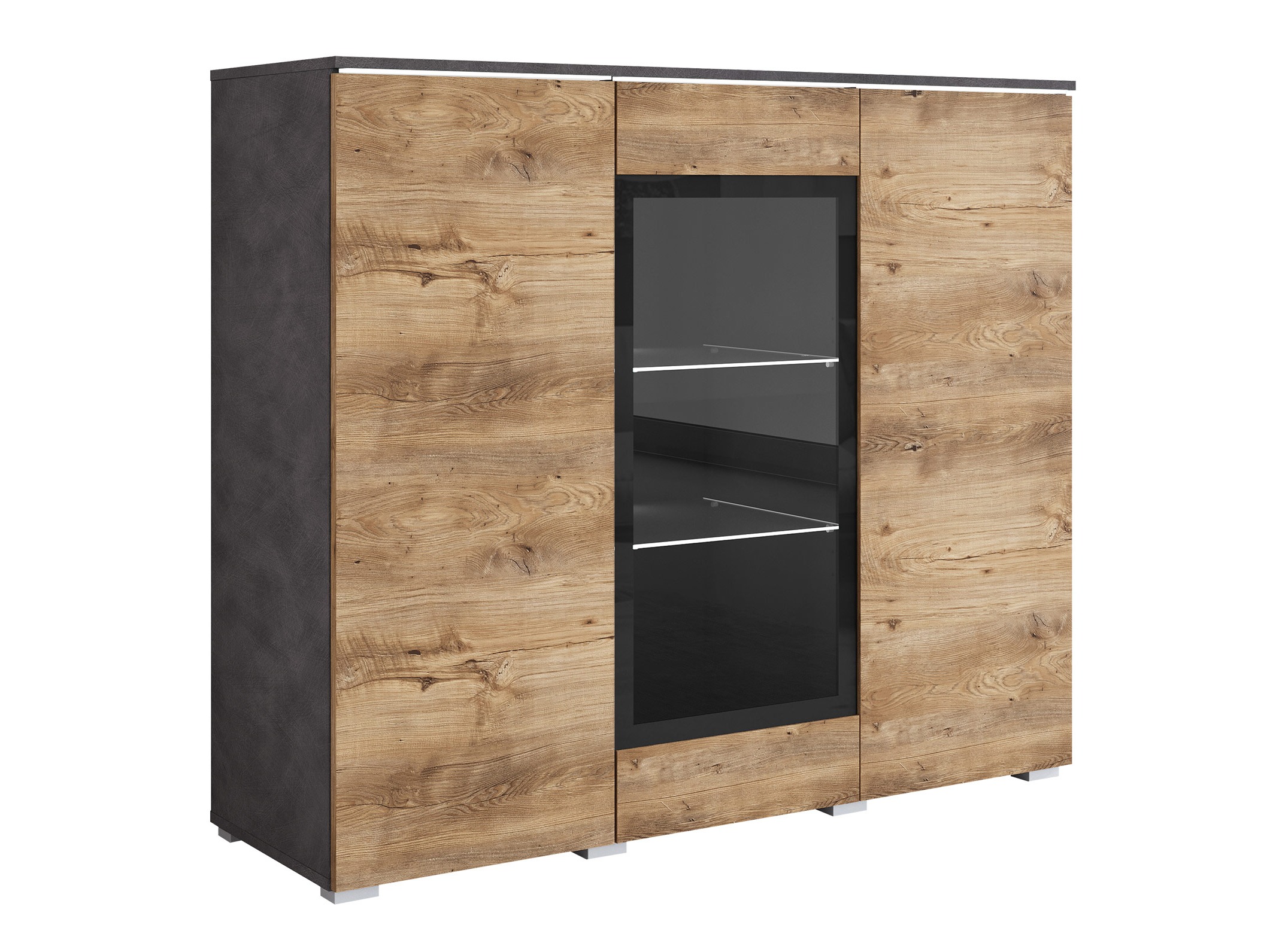 Sideboard Mirfivo 103 (Matera grau + Kastanienholzoptik)