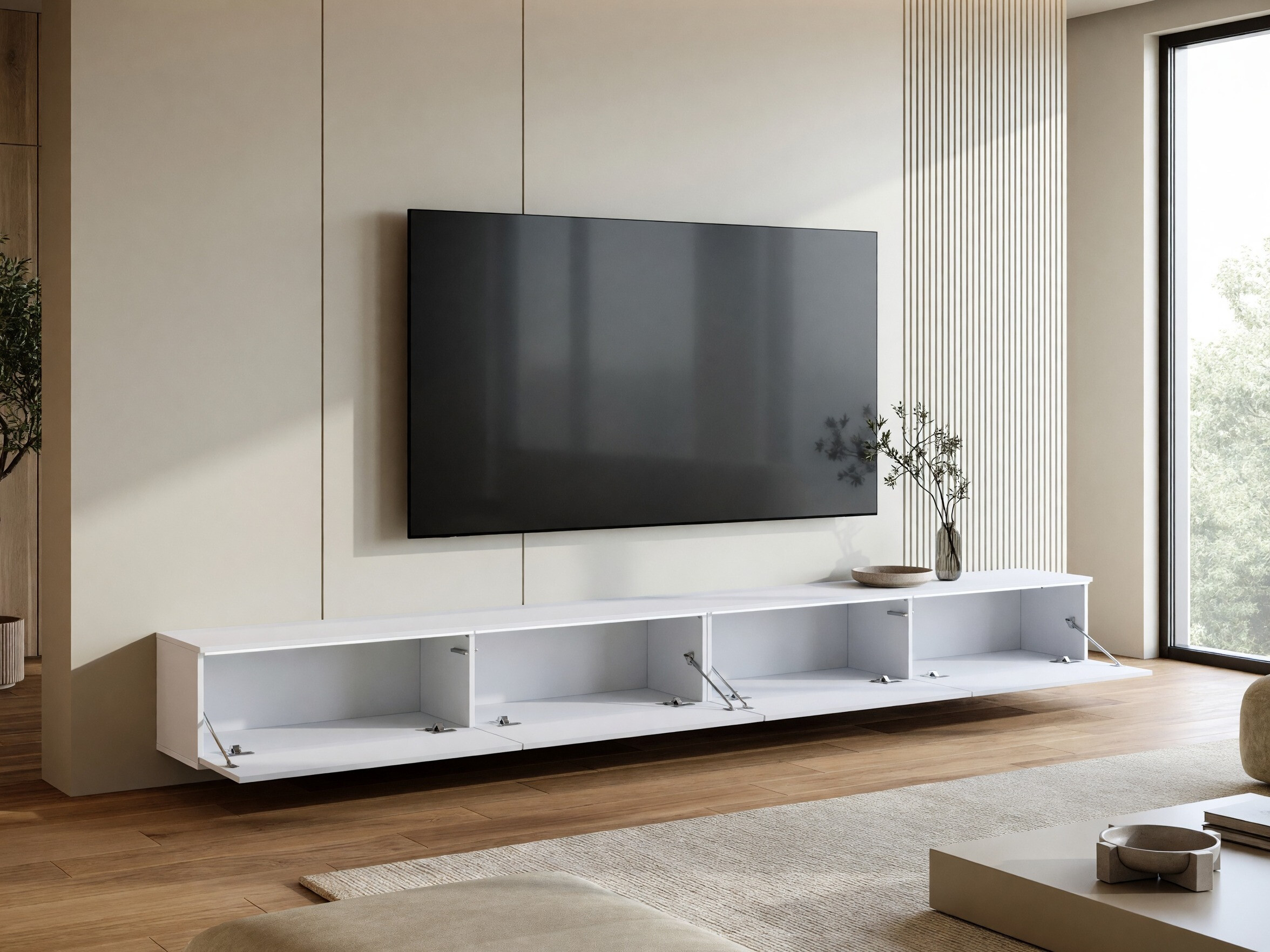 TV-Möbel Sarasota 199 (Weiss + Weiss glänzend)