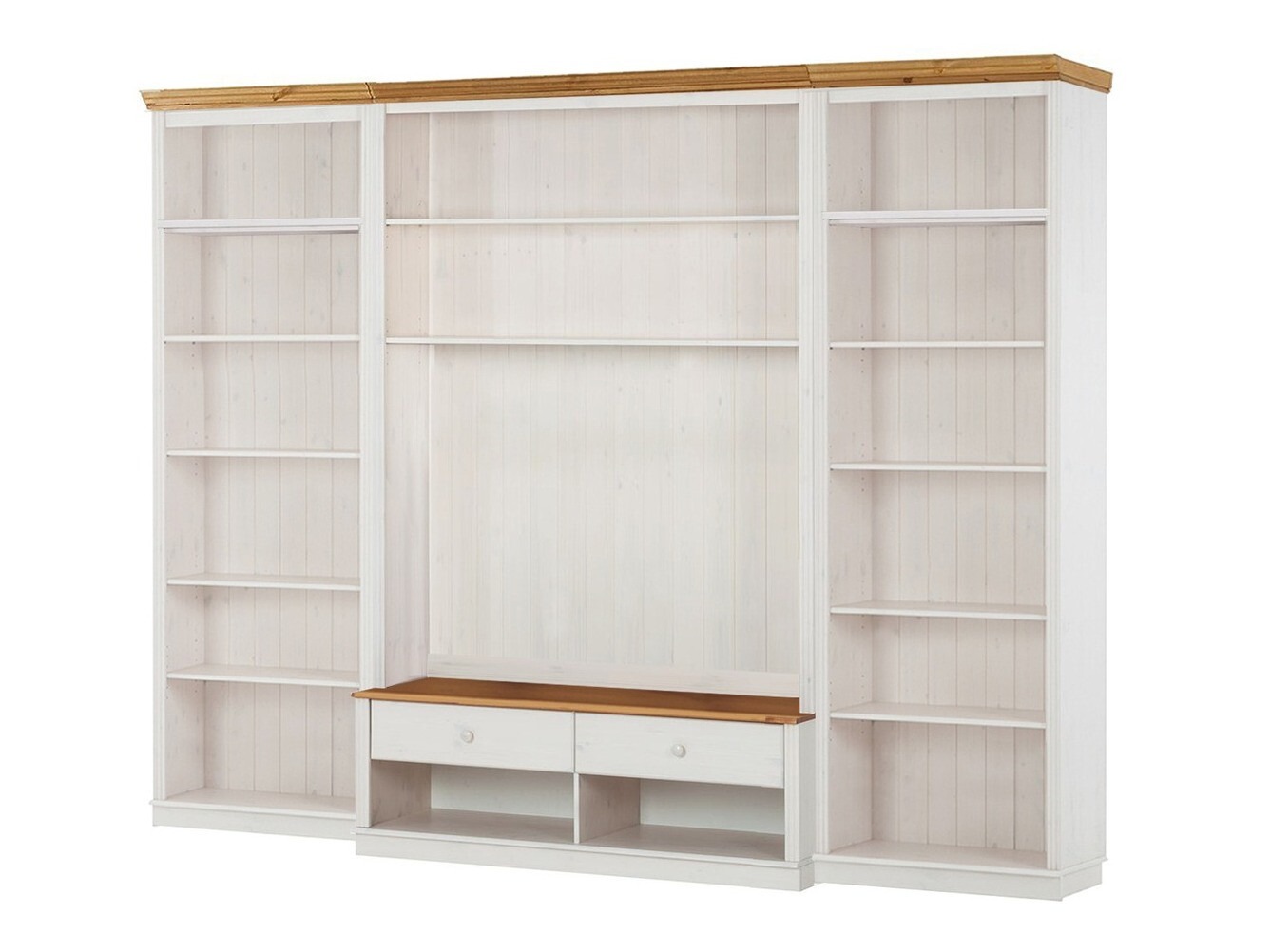 Wohnzimmer-Set Saltoro 127 (Weiss + Eichenholzoptik Honig)