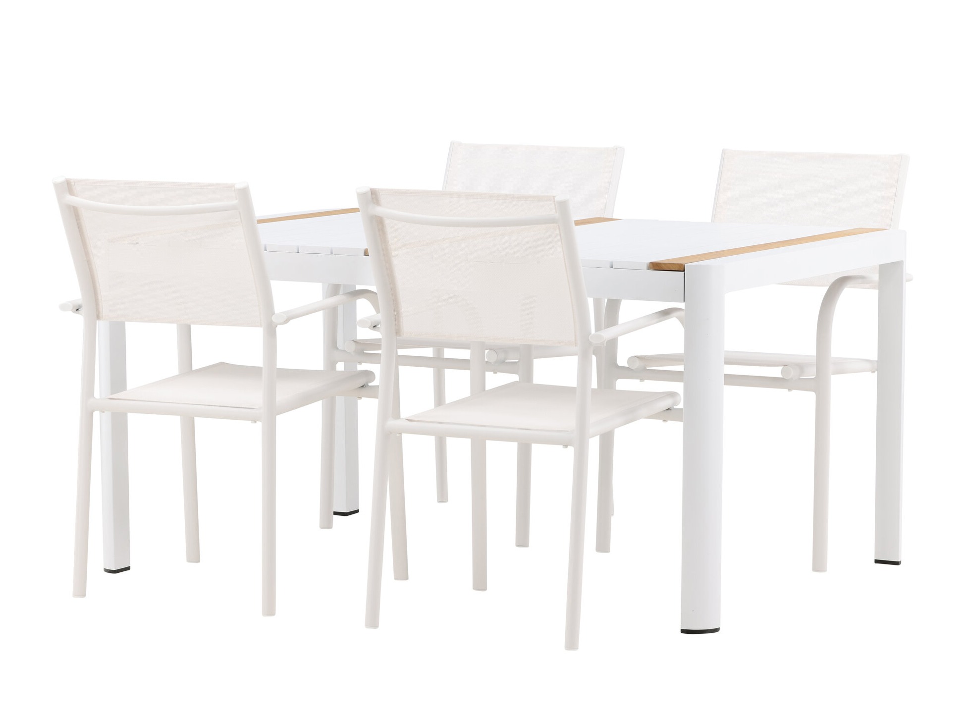Tisch und Stühle Dallas 5318 (Weiss + Teakholz)