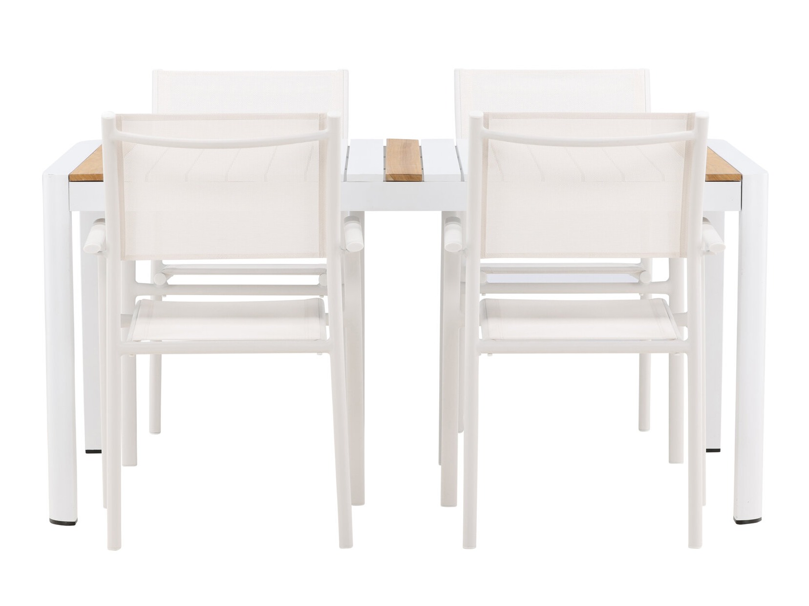 Tisch und Stühle Dallas 5318 (Weiss + Teakholz)