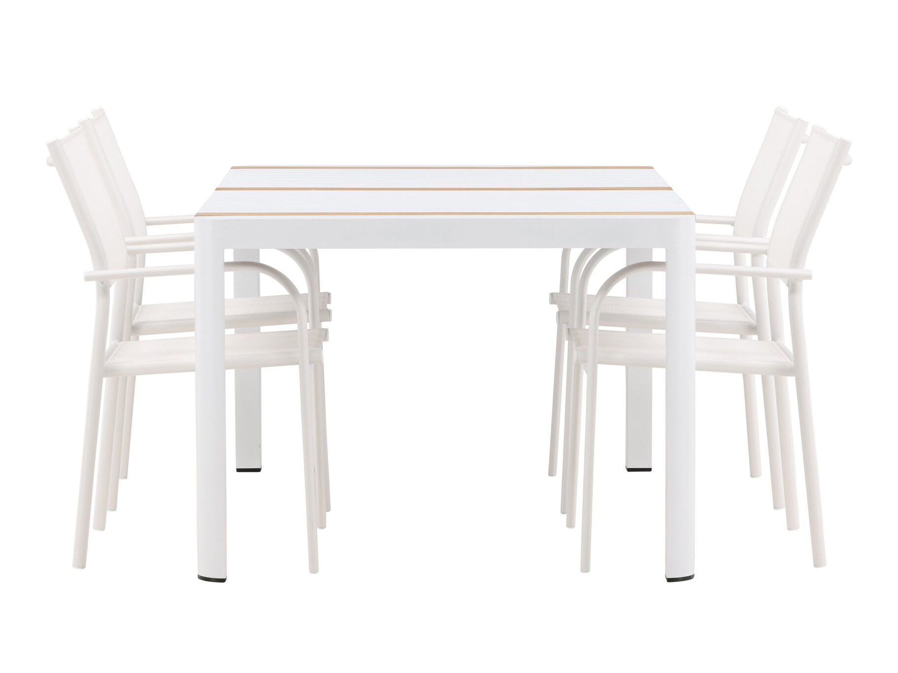 Tisch und Stühle Dallas 5318 (Weiss + Teakholz)