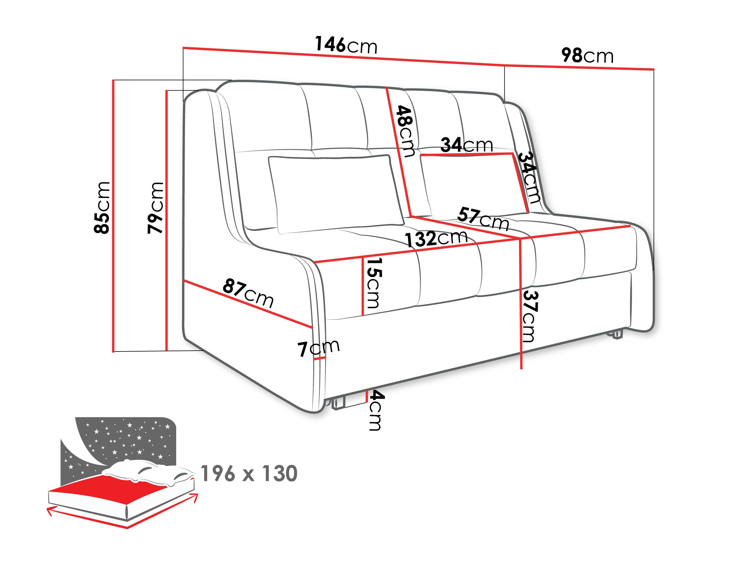 Schlafsofa Columbus 256 (Sereno 681)