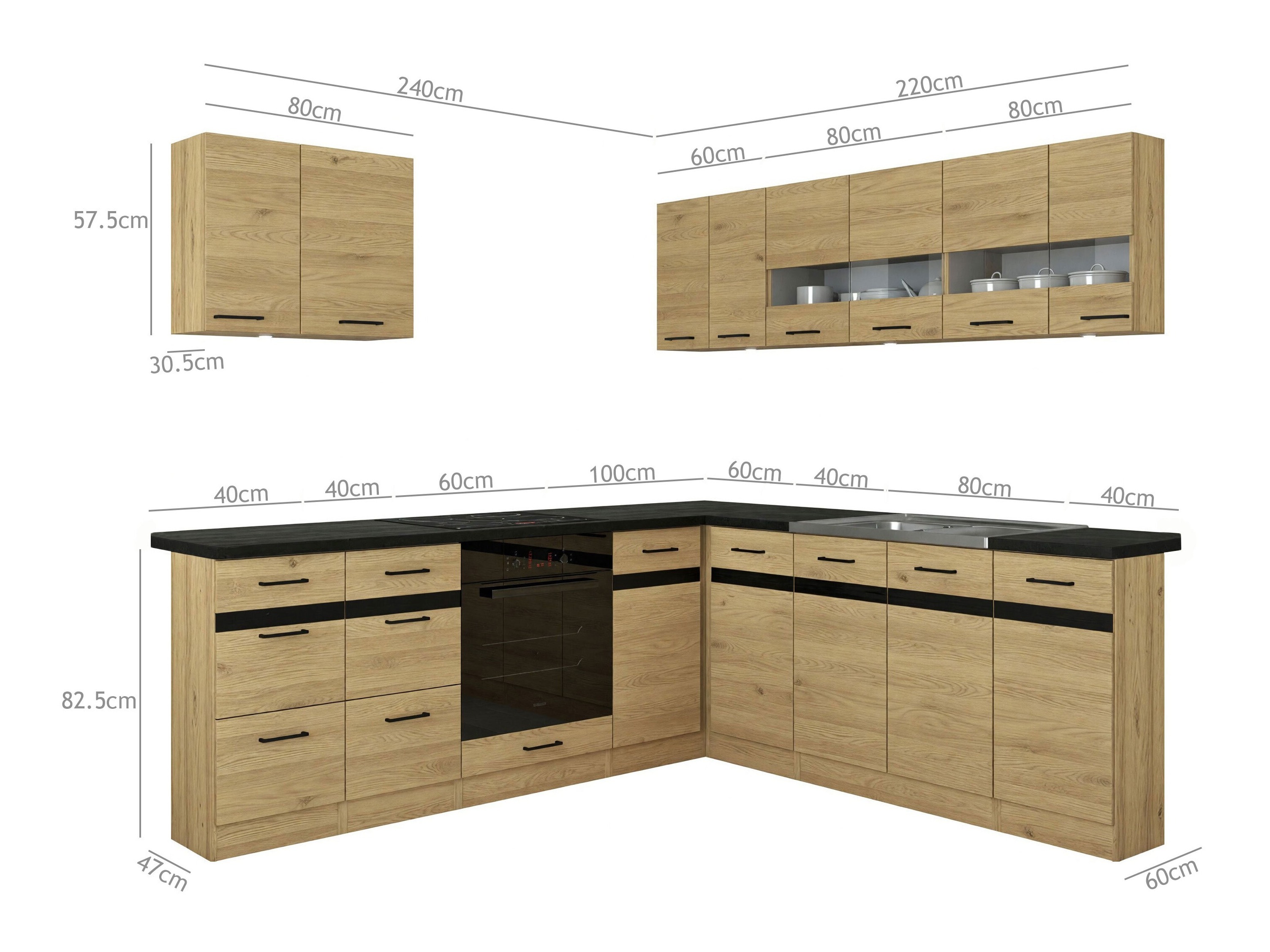 Modulares Küchenset Classic Grey Oak 121