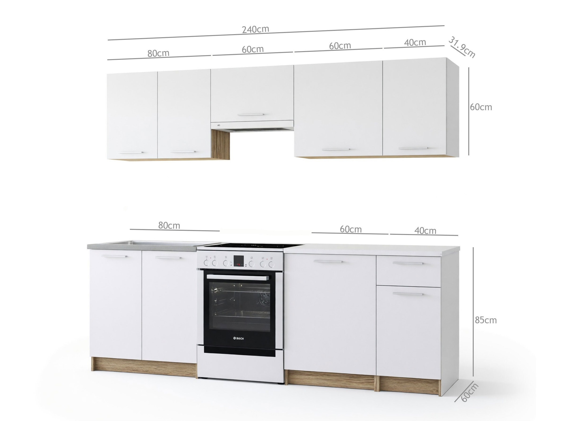 Küchenzeile Houston 856 (Anthrazit + Craft eichenholzoptik)