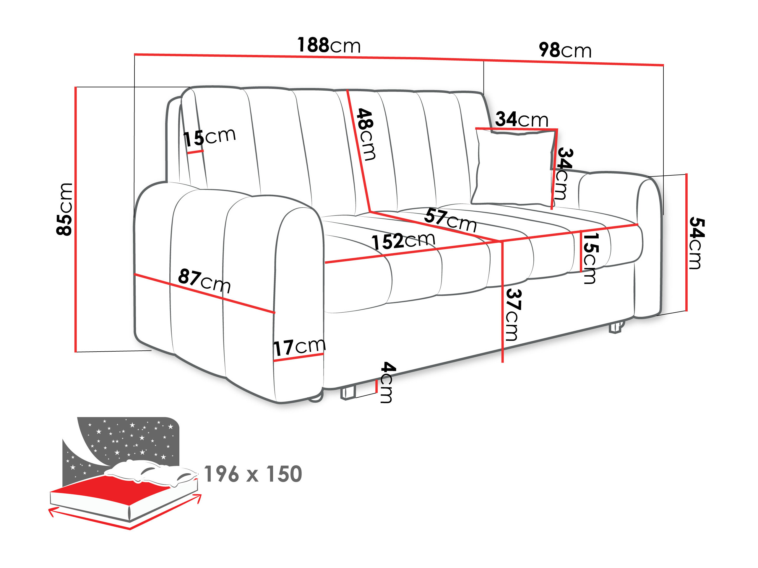Schlafsofa Columbus 265 (Lumo 30)
