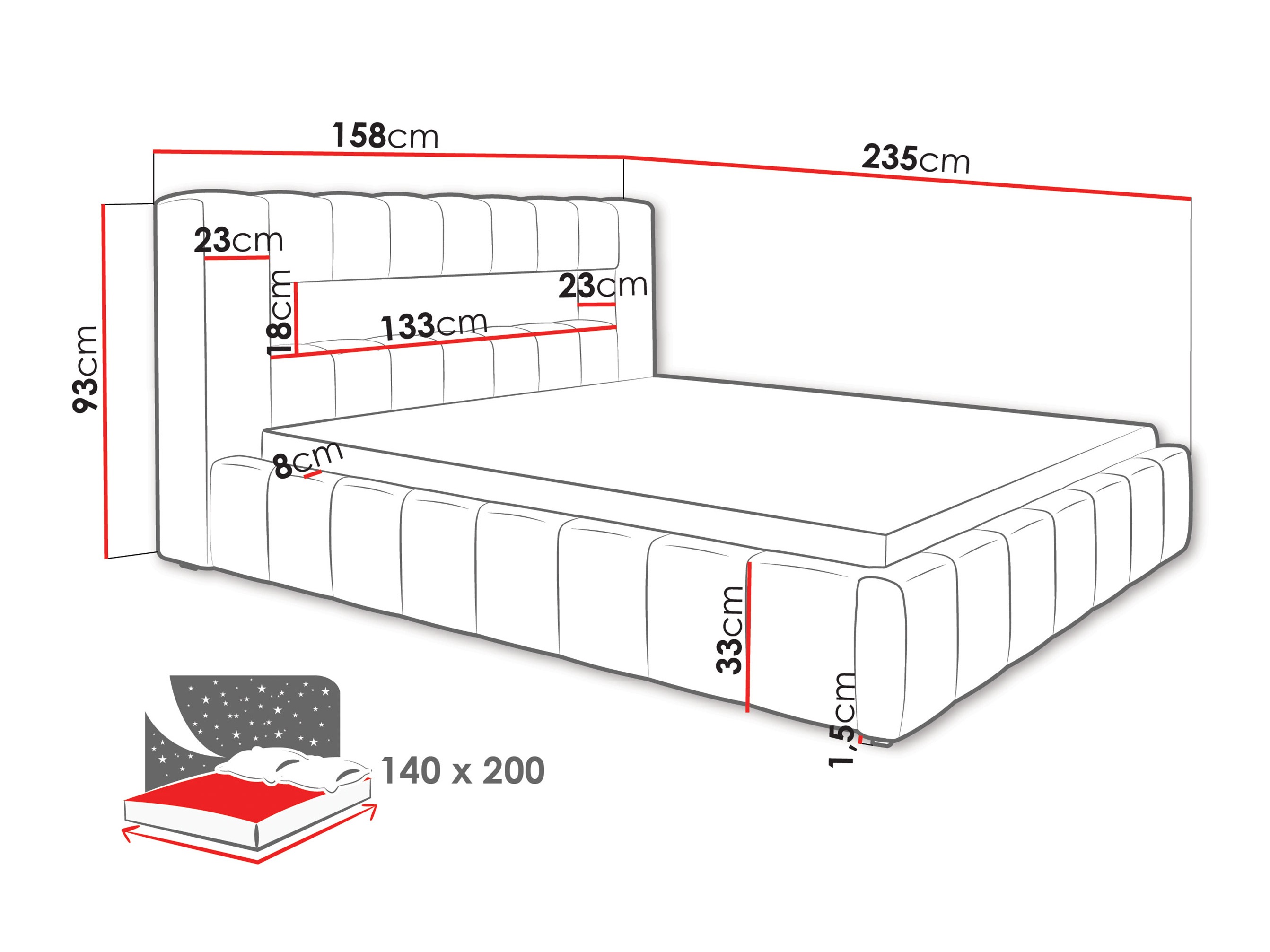 Bett Skokie 100 (Velluto 08)