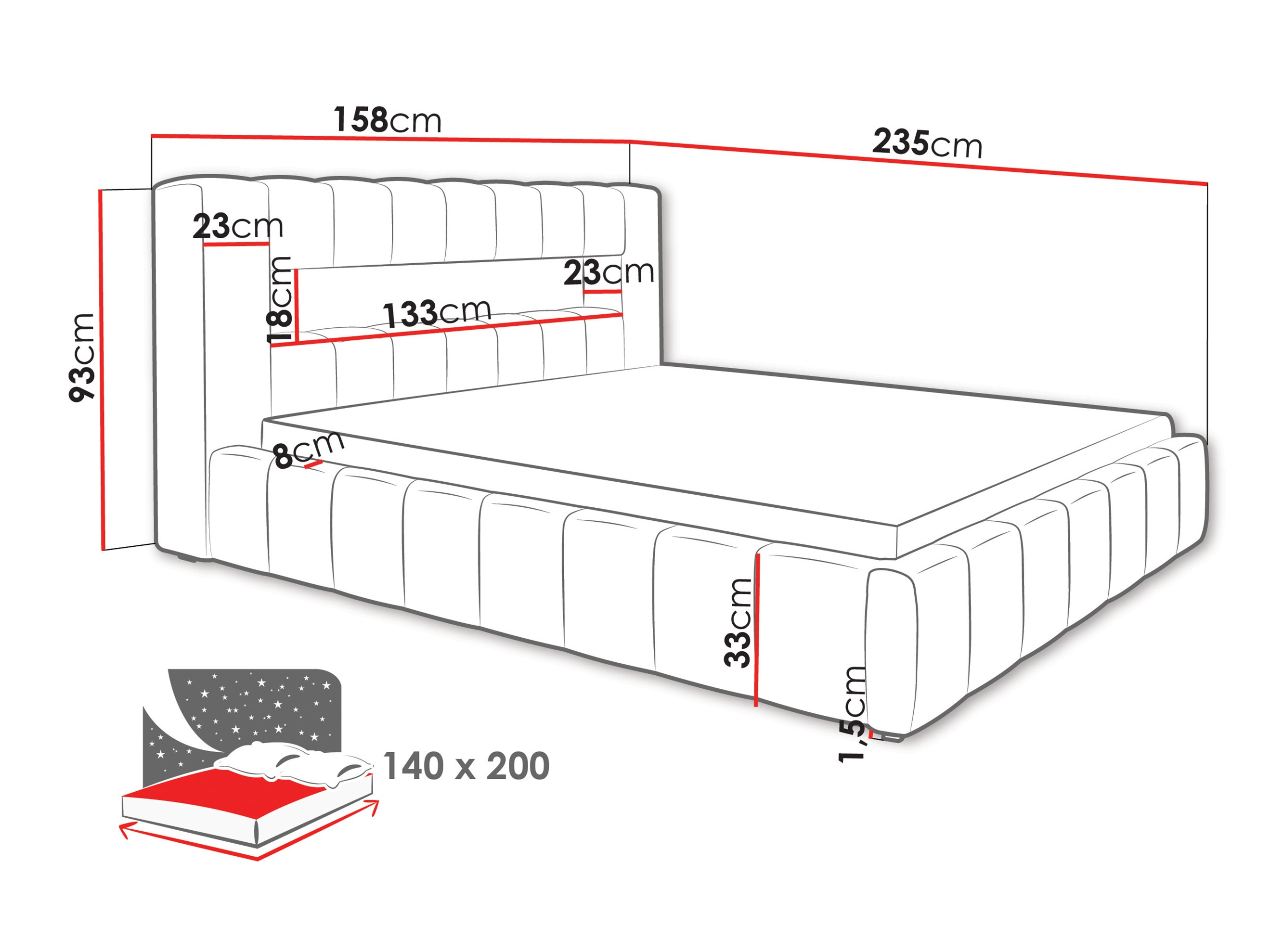 Bett Skokie 100 (Velluto 18)
