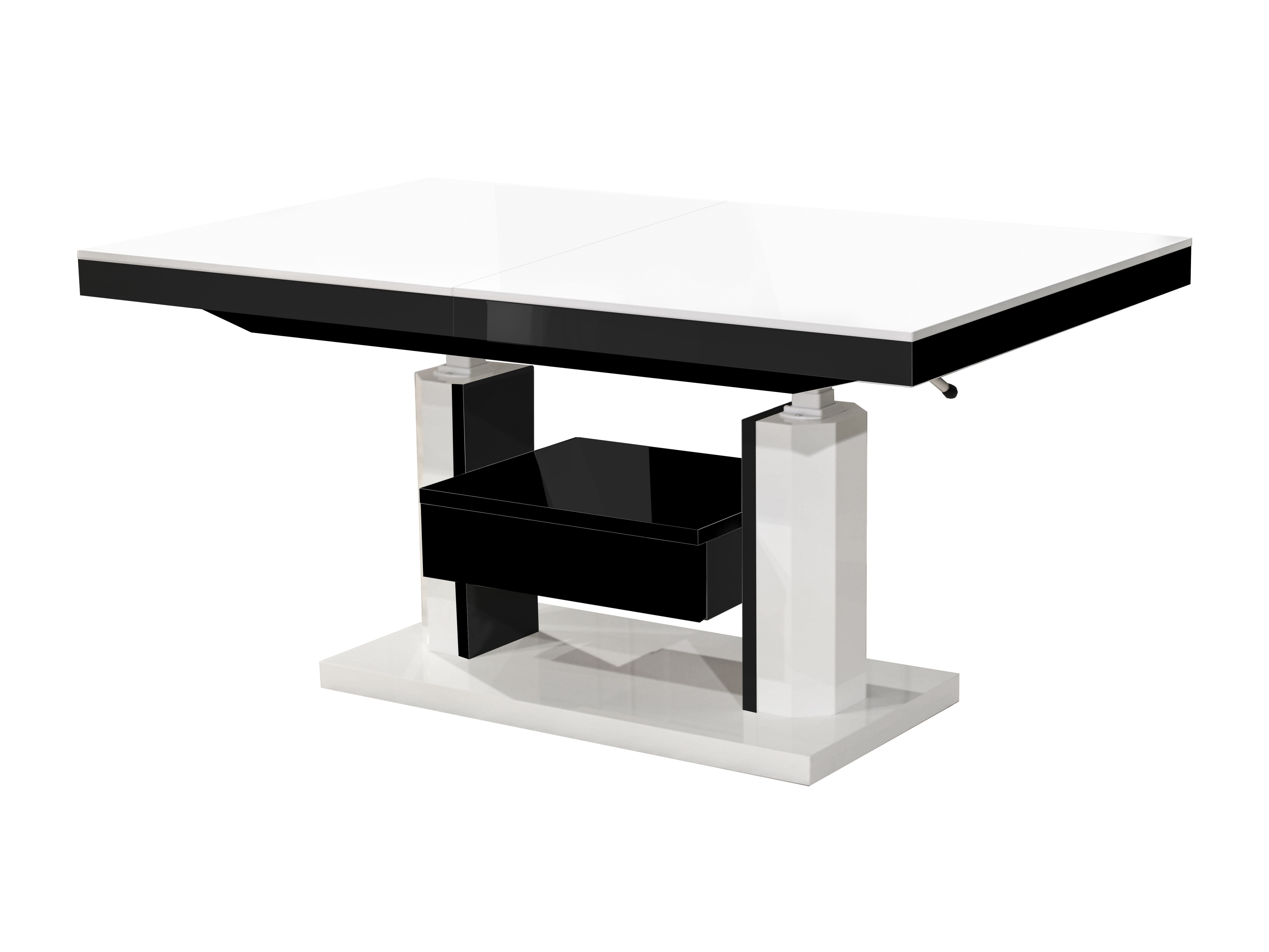 Couchtisch-Transformer Hoboken 100 (Weiss glänzend + Schwarz glänzend)