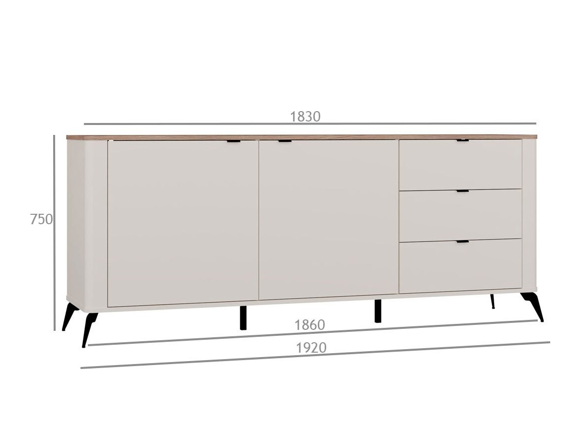 Kommoden Soavie 106 (Kaschmir + Eichenholzoptik)