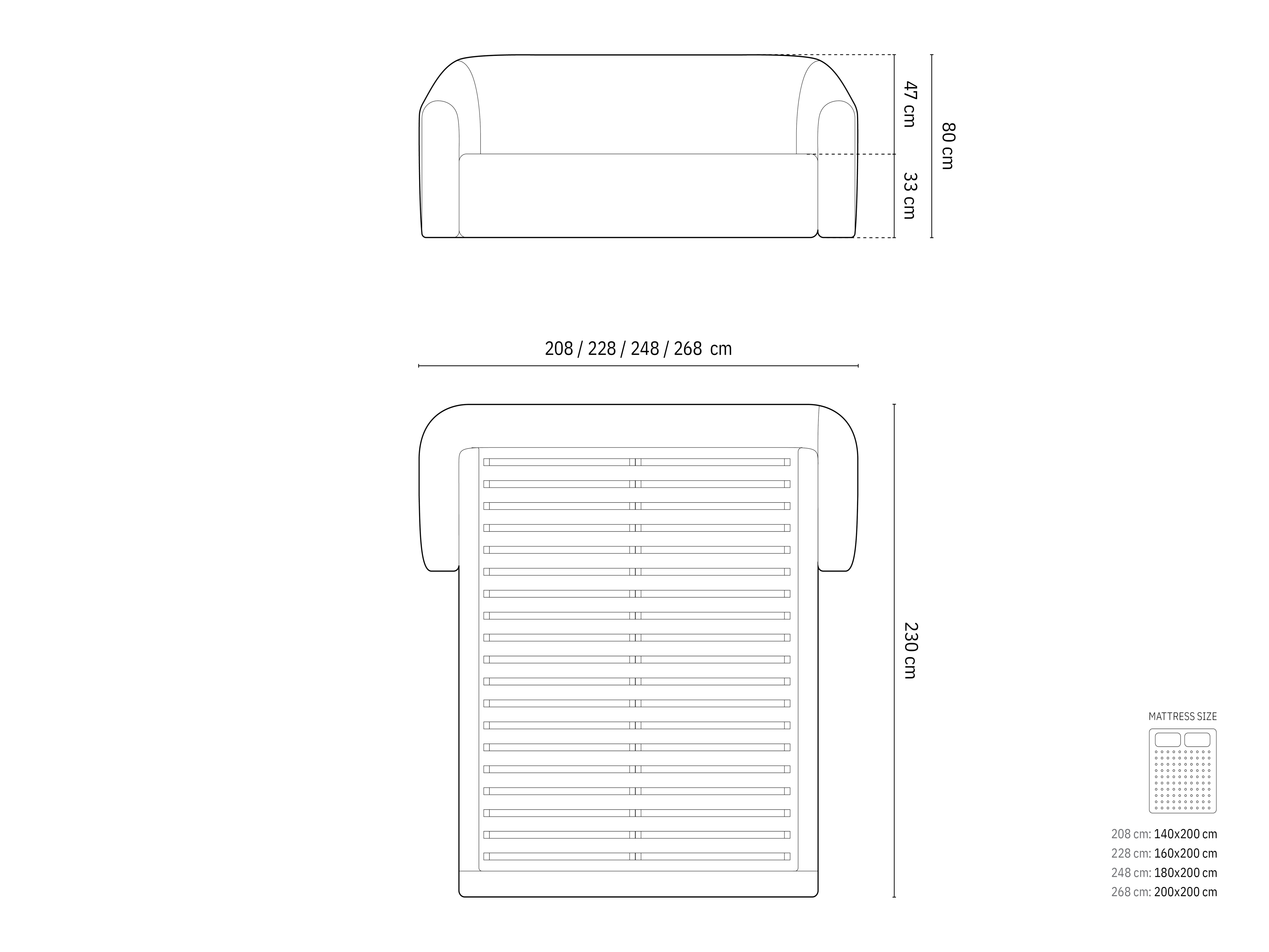 Bett Felrevu 100 (Moly 02)
