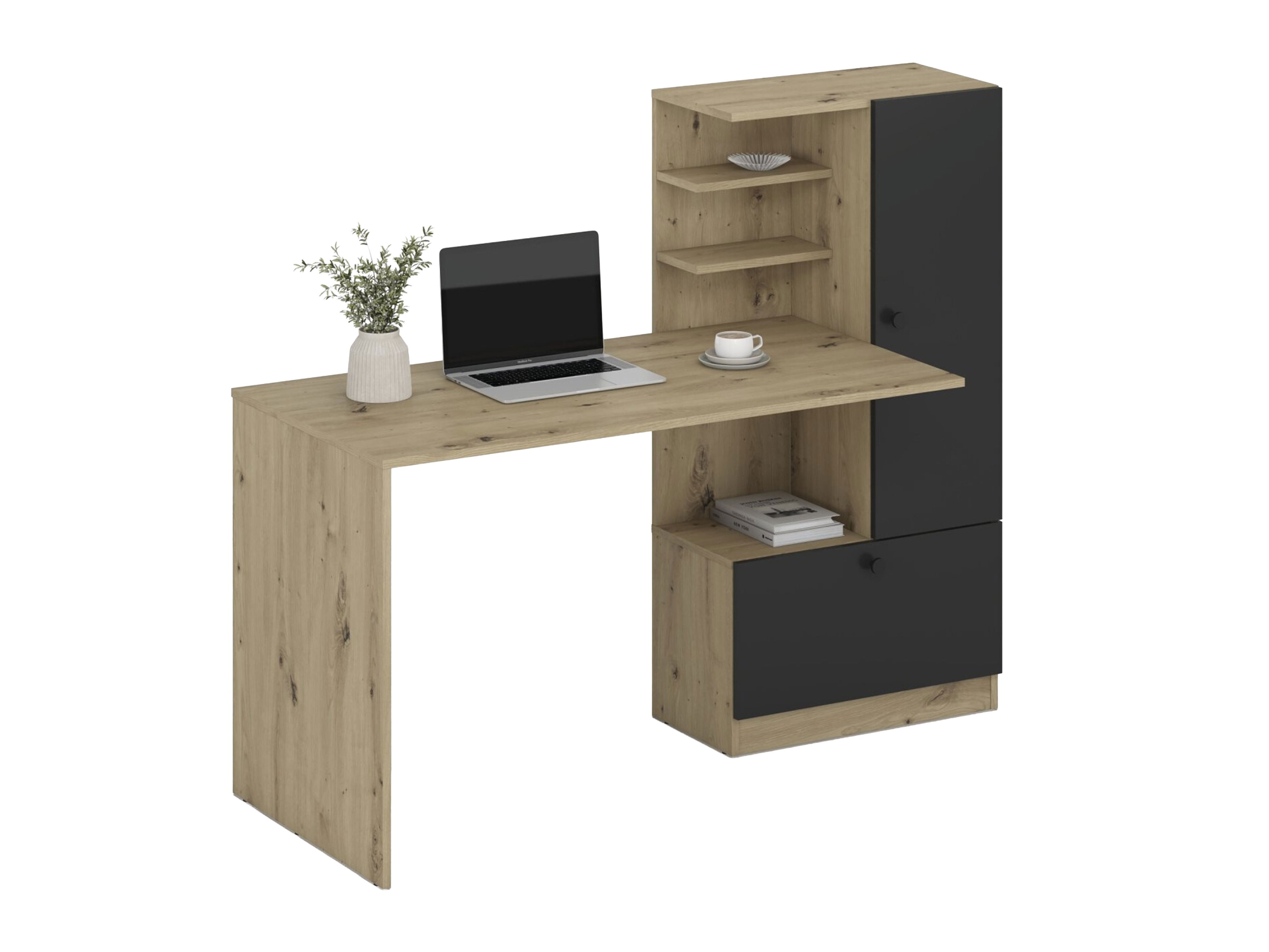 Bürotisch Houston 2148 (Schwarz + Artisan Eichenholzoptik)
