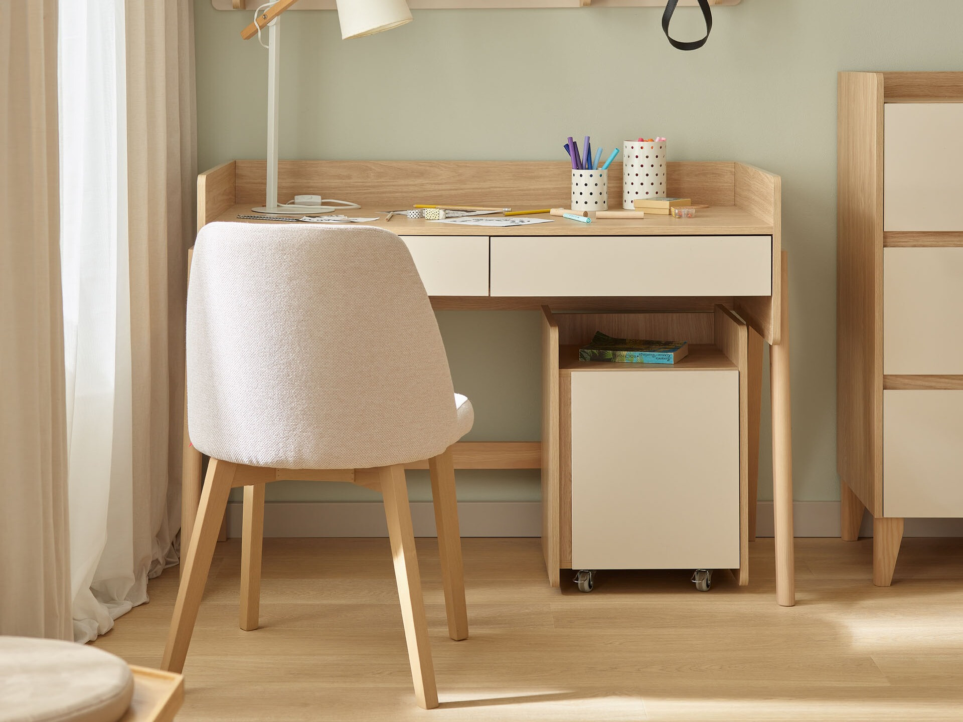 Bürotisch Velrome 111 (Eichenholzoptik + Beige)