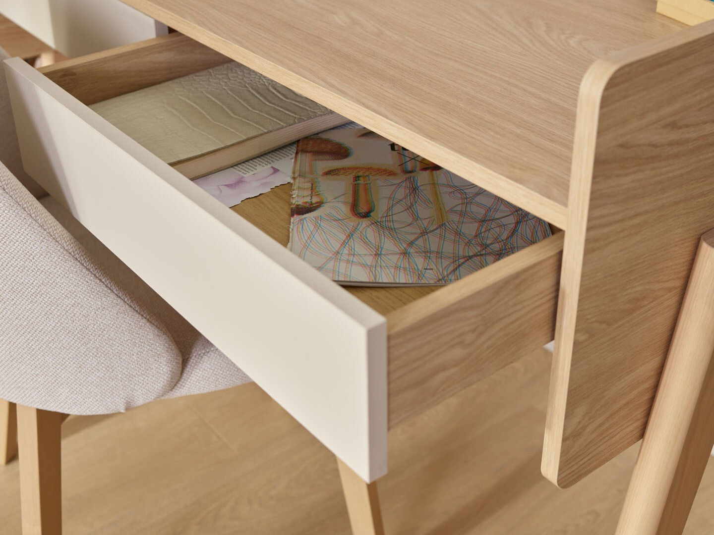 Bürotisch Velrome 111 (Eichenholzoptik + Beige)