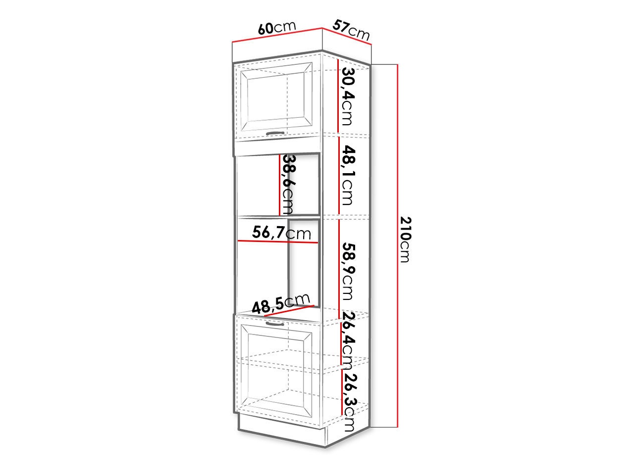 Modularer Schrank für Einbaugeräte Retro Grey 116