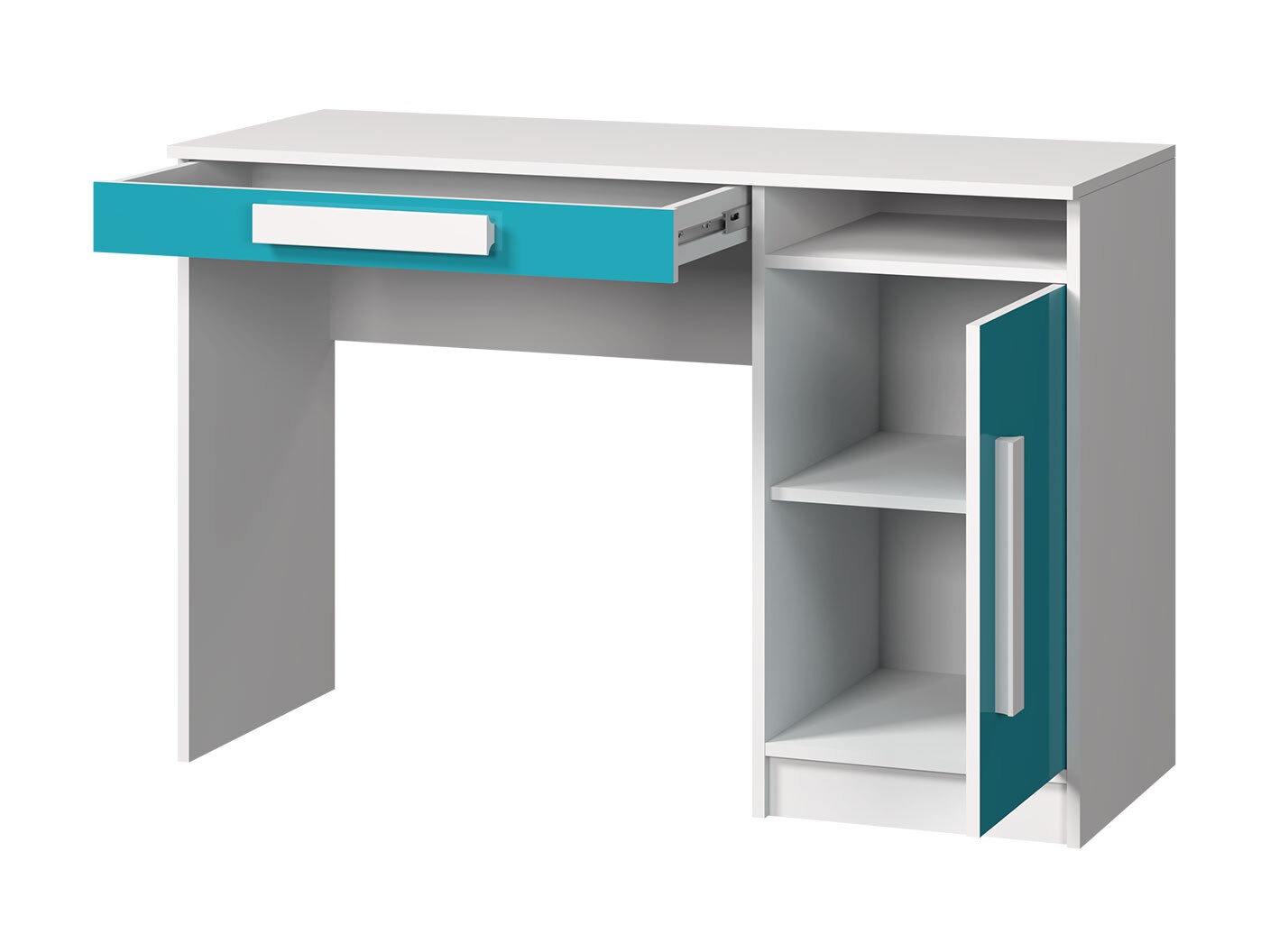 Bürotisch Merevari 100 (Weiss + Weiss glänzend + Grau)