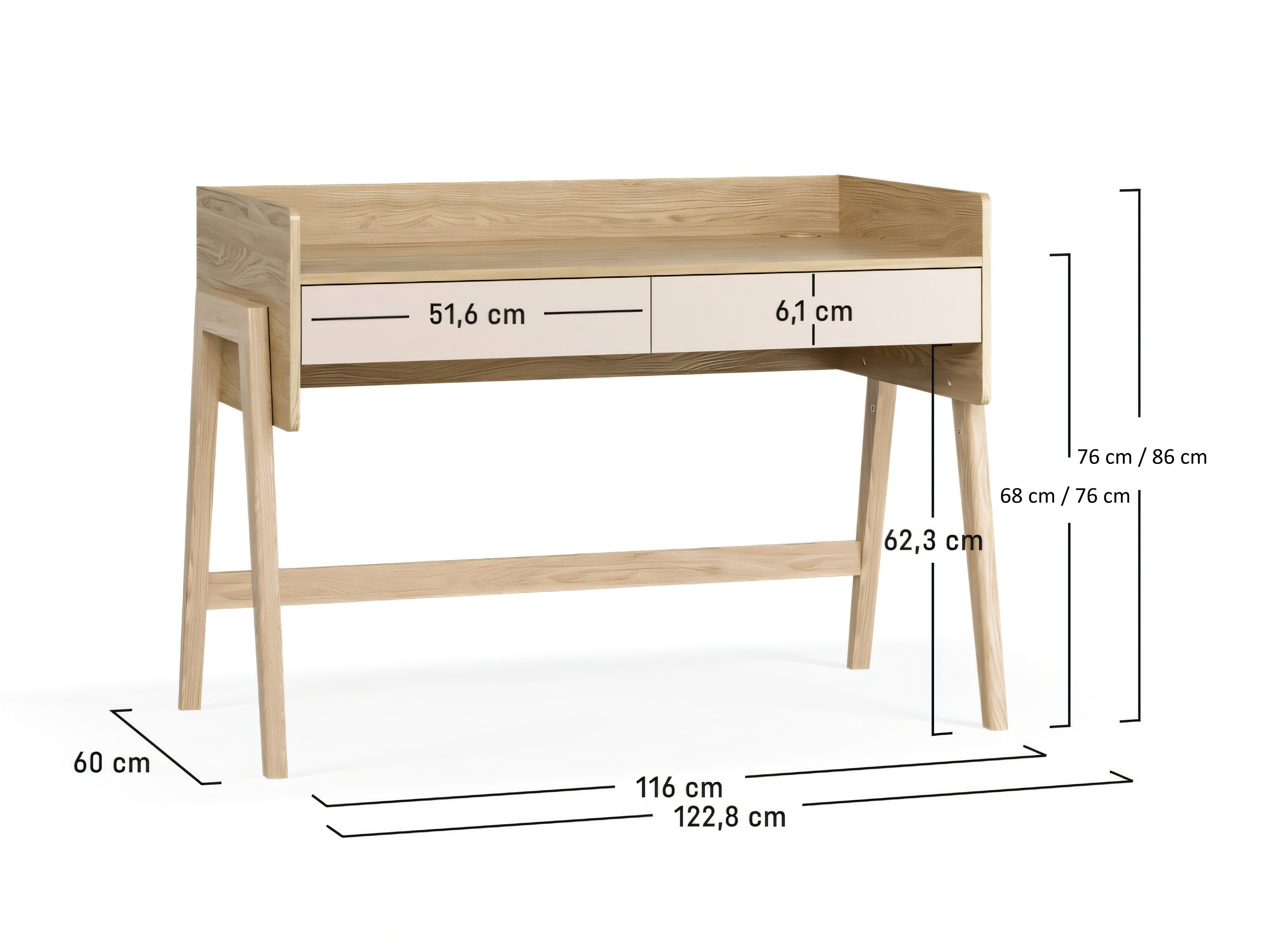 Bürotisch Velrome 111 (Eichenholzoptik + Beige)