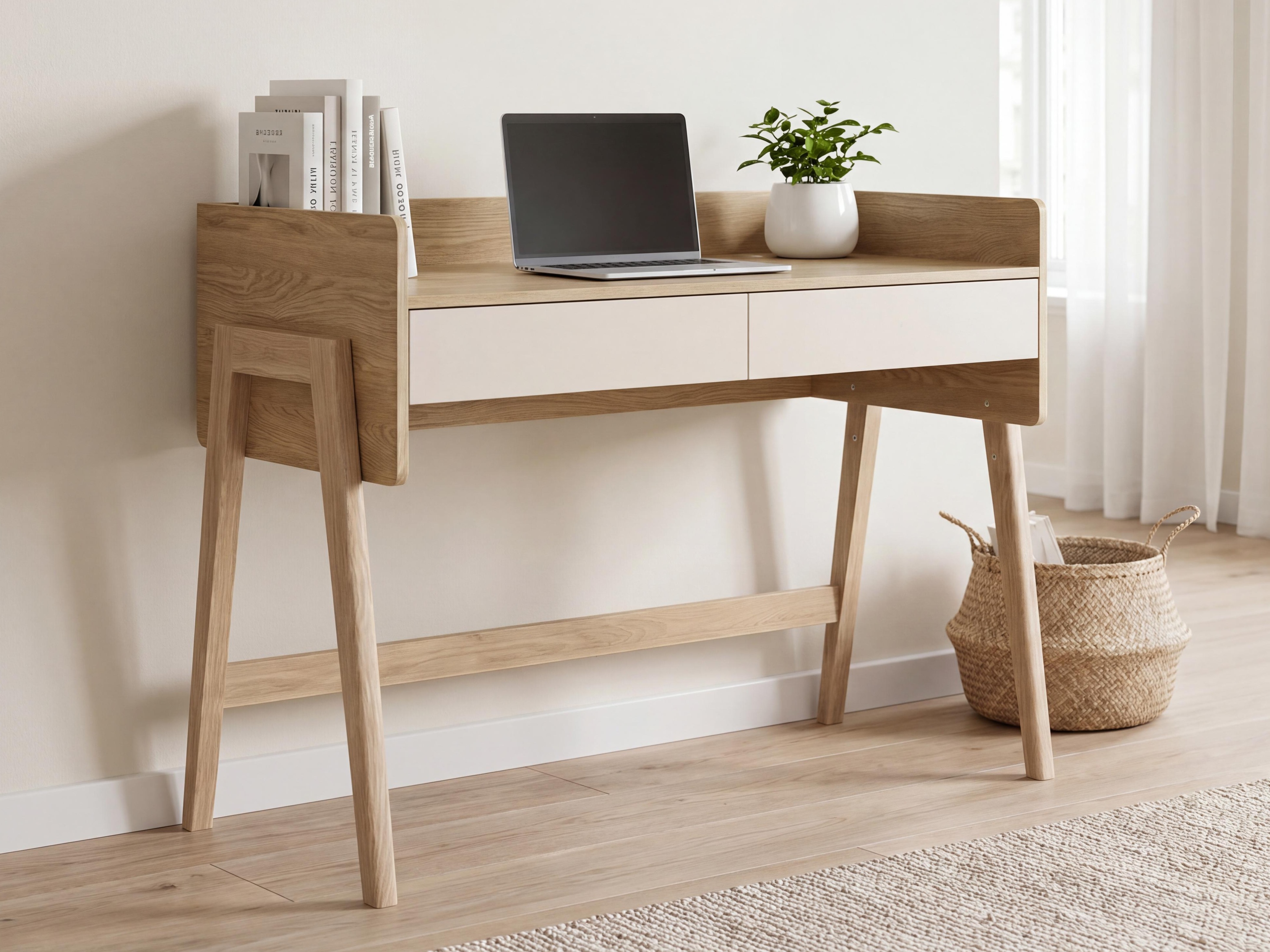 Bürotisch Velrome 111 (Eichenholzoptik + Beige)