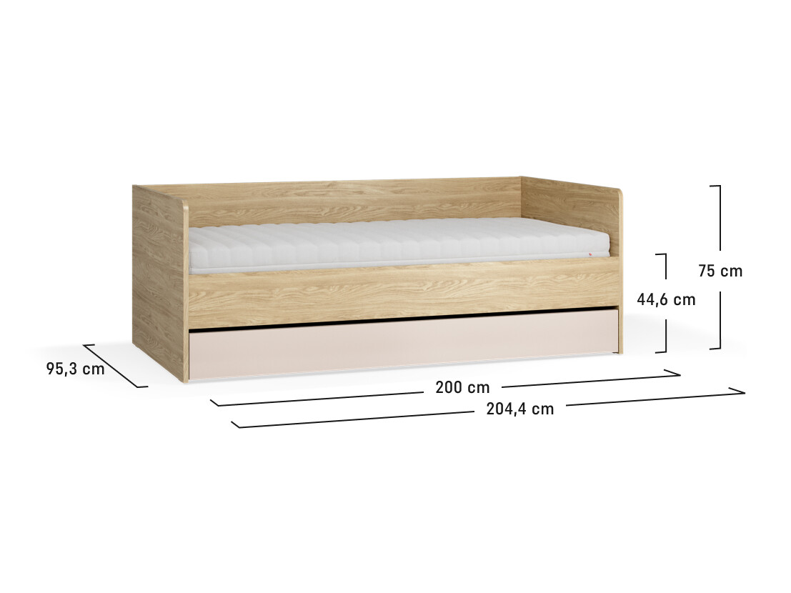 Bett Velrome 113 (Eichenholzoptik + Graphit)