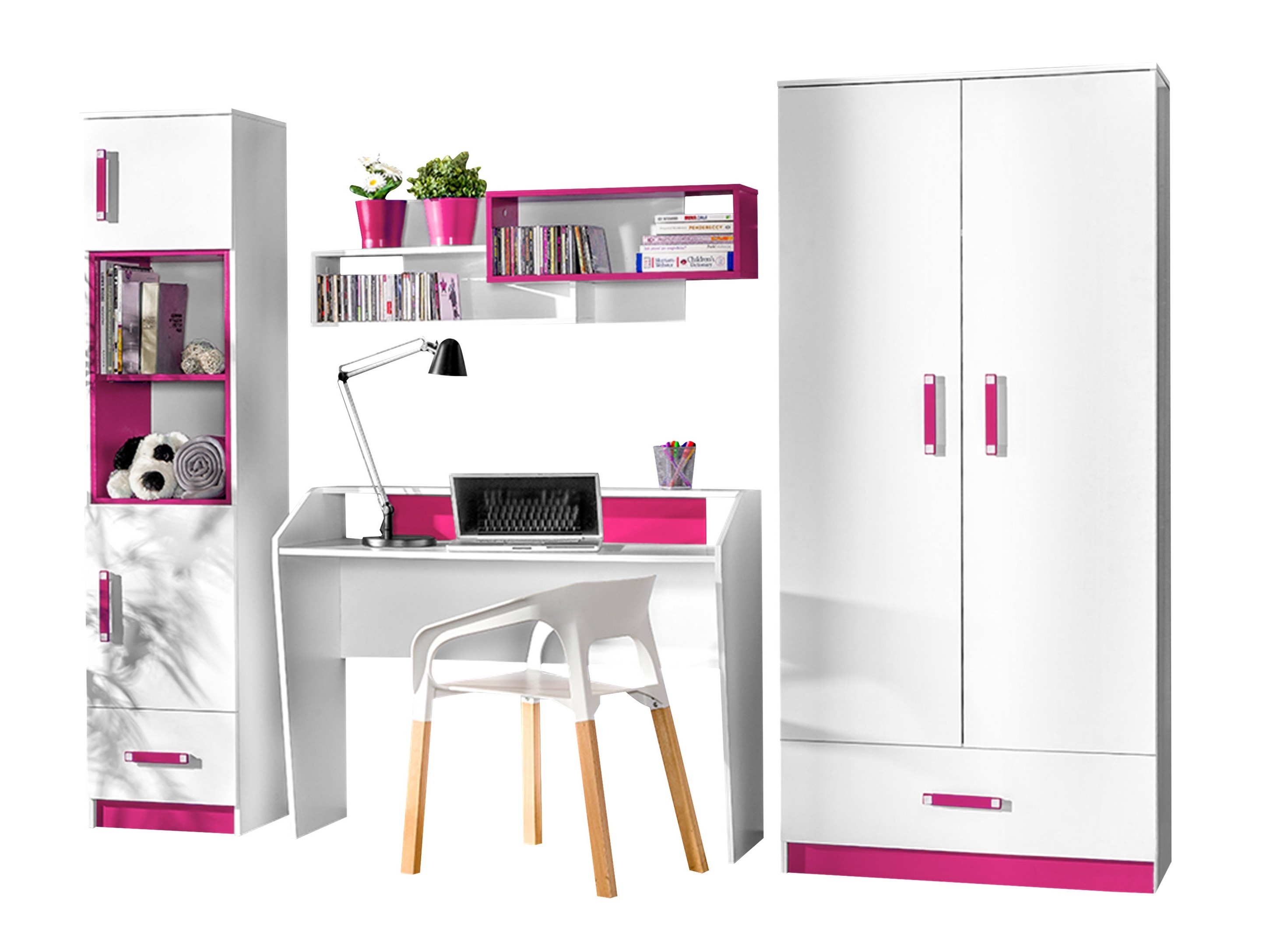 Kinderzimmer-Set Sorviru 106 (Weiss + Rosa)