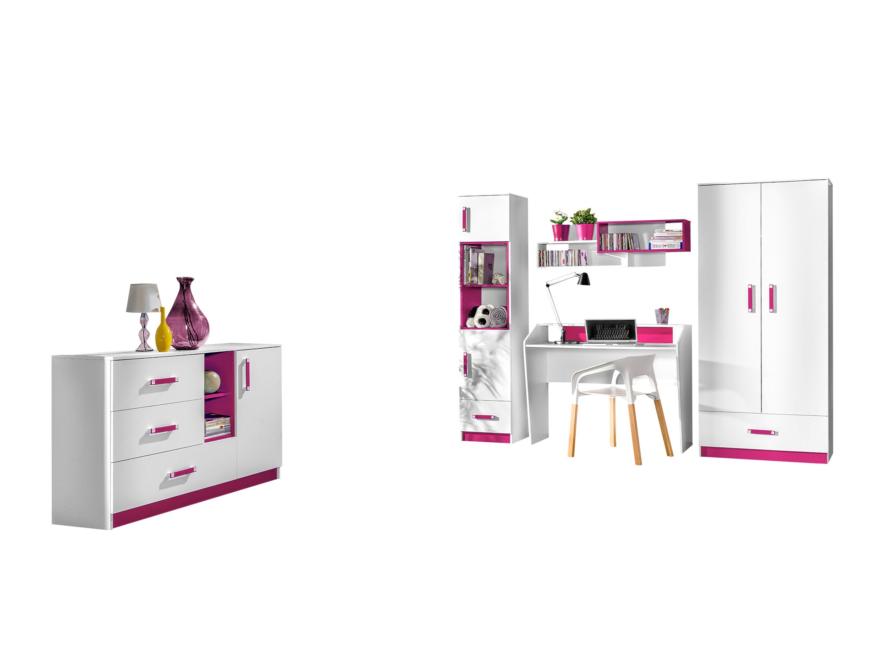 Kinderzimmer-Set Sorviru 107 (Weiss + Rosa)
