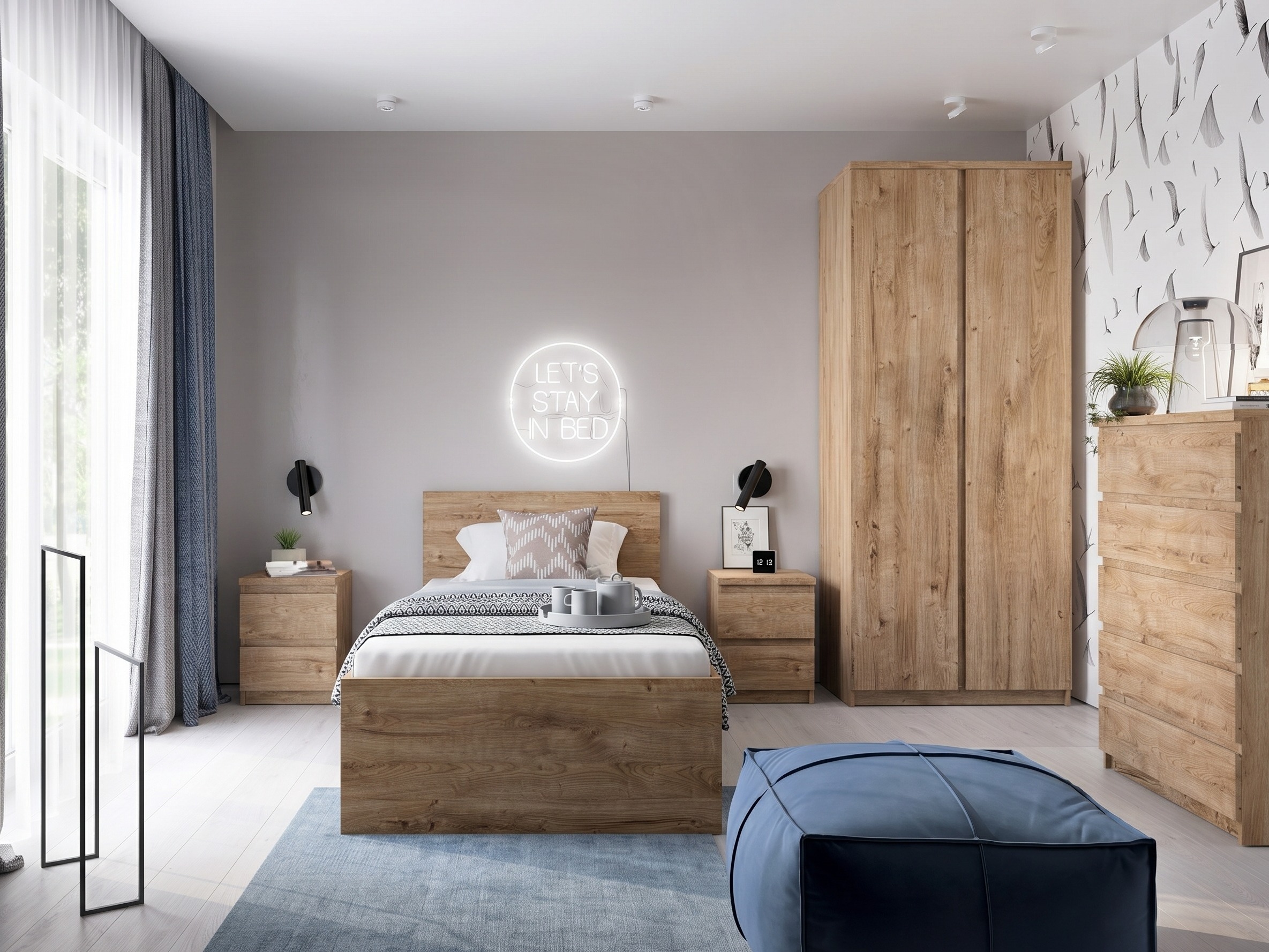Bett Merfere 107 (Eichenholzoptik)