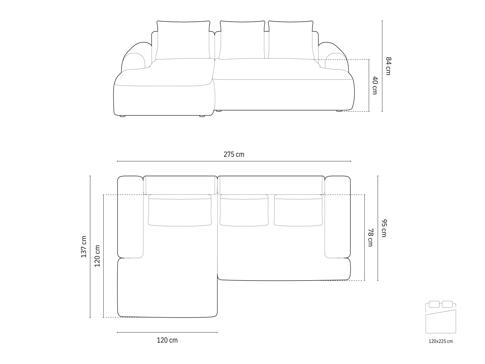 Ecksofa Calnovu 107 (Vogue 01)