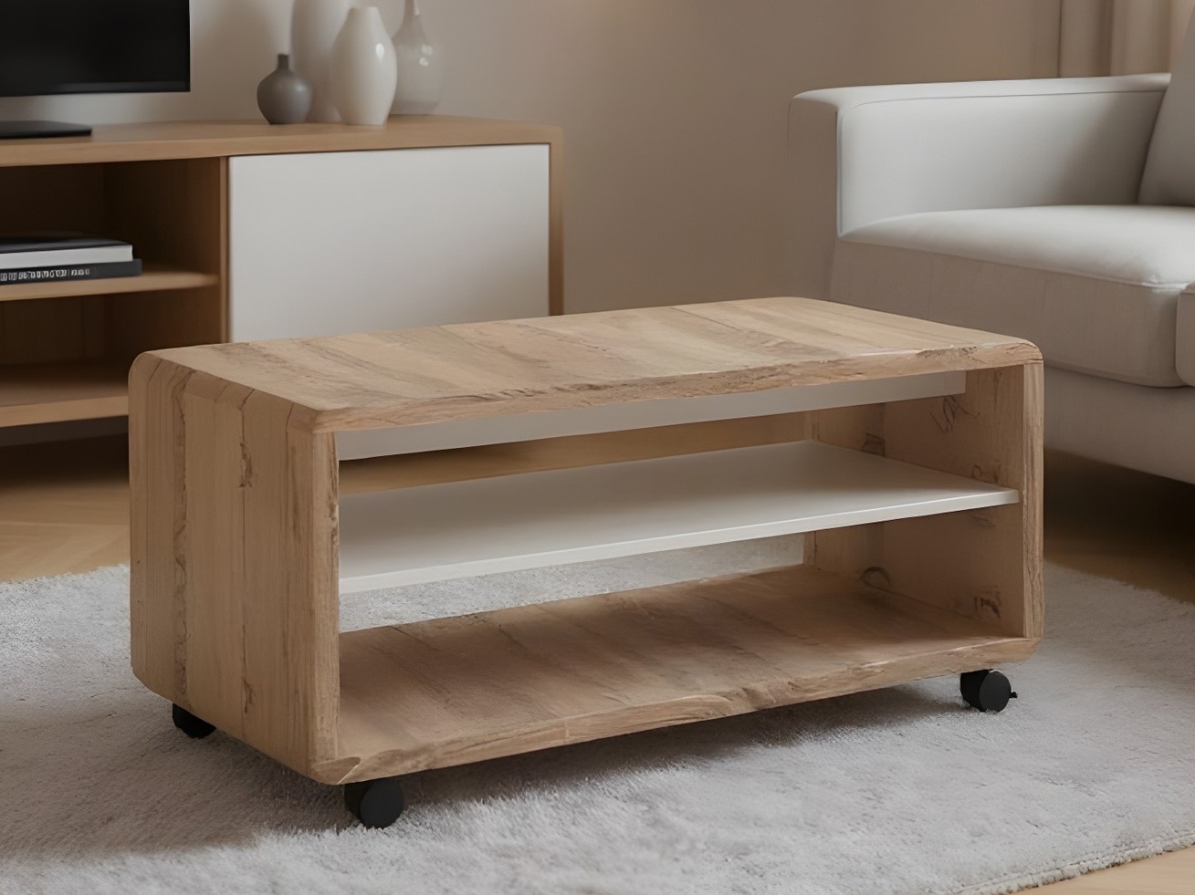 Couchtisch Ontario 239 (Sonoma eichenholz + Weiss)