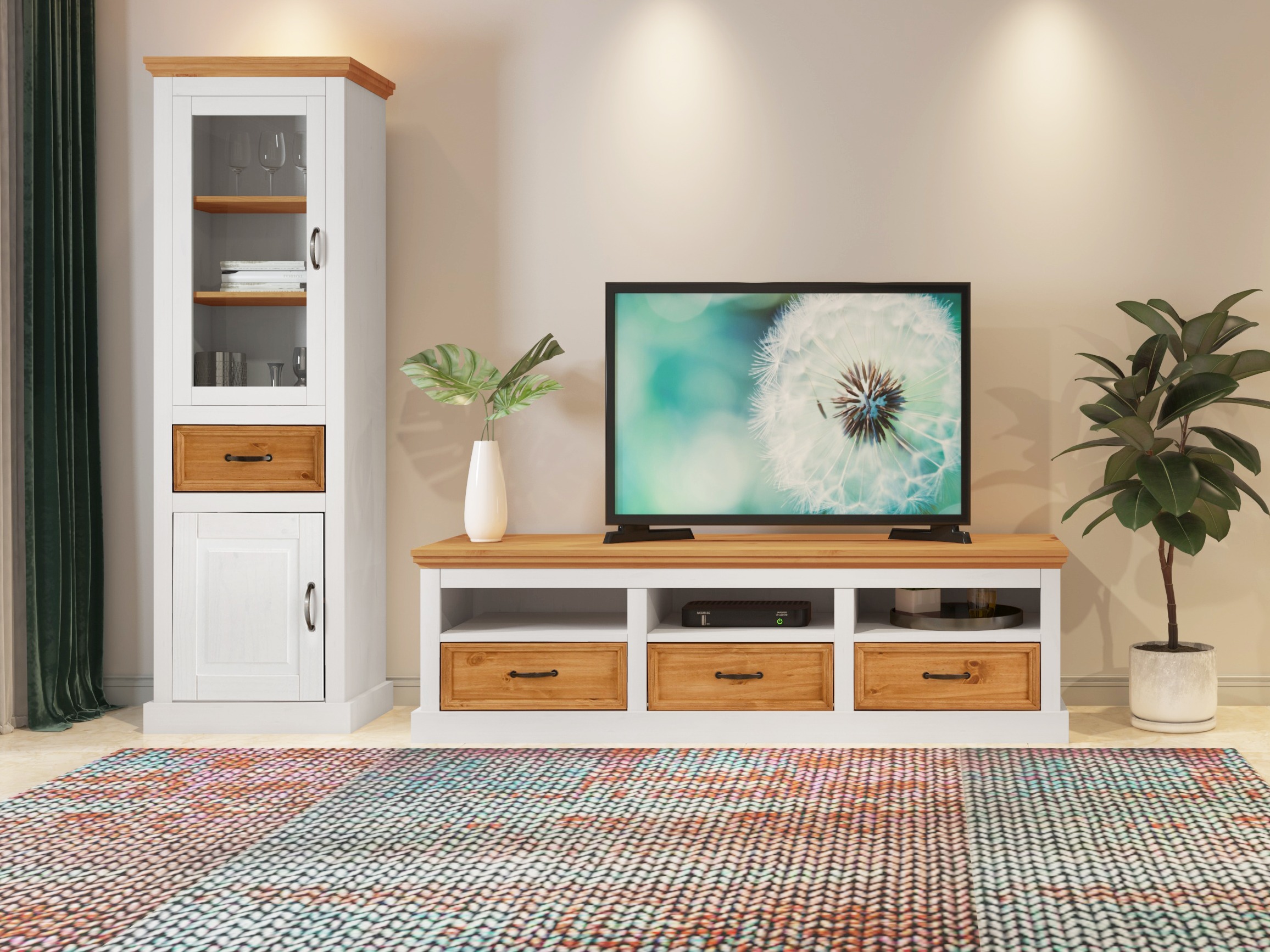 Regal Tolelio 105 (Weiss + Kiefernholzoptik)