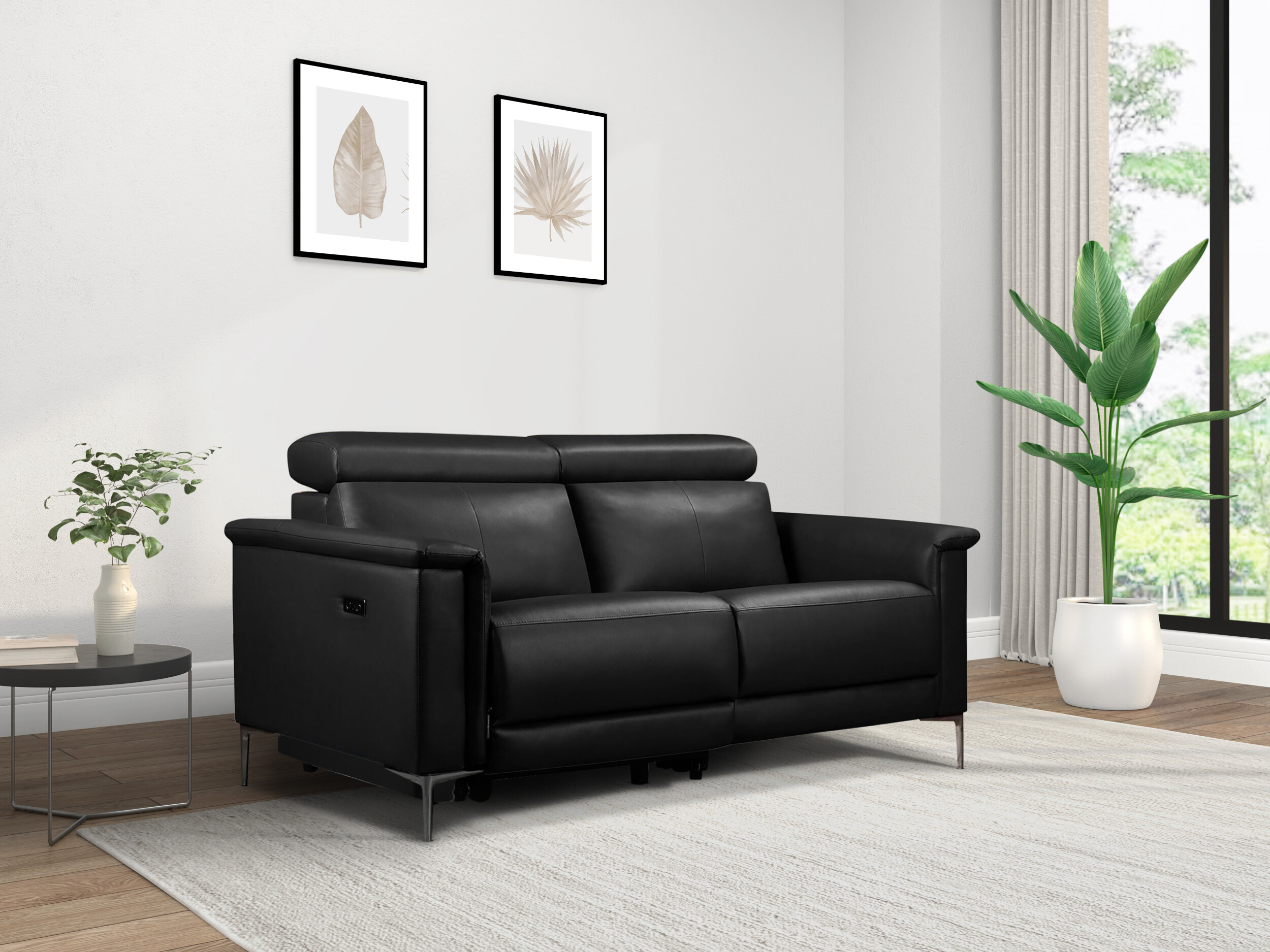 Sofa mit Liegefunktion Evamare 107 (Schwarz)