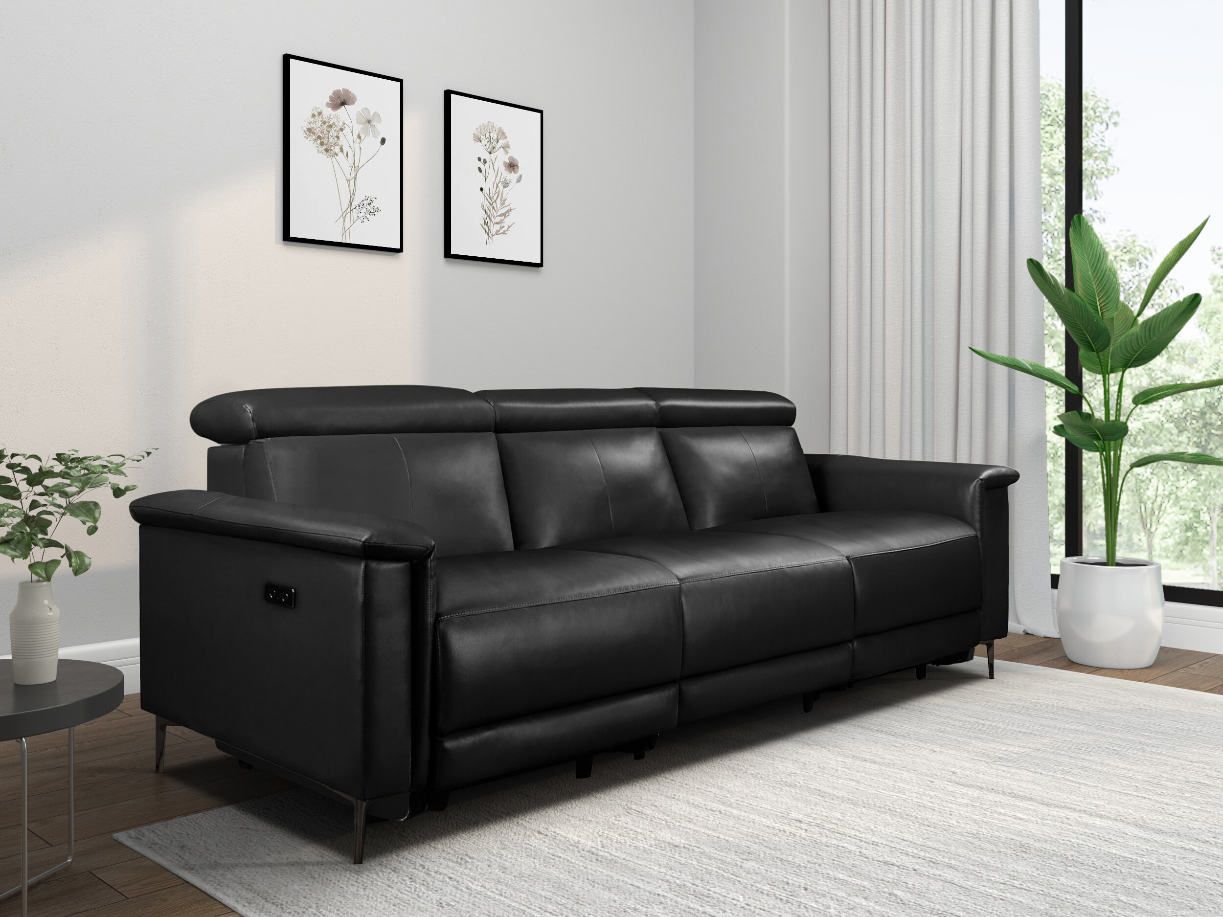Sofa mit Liegefunktion Evamare 103 (Schwarz)
