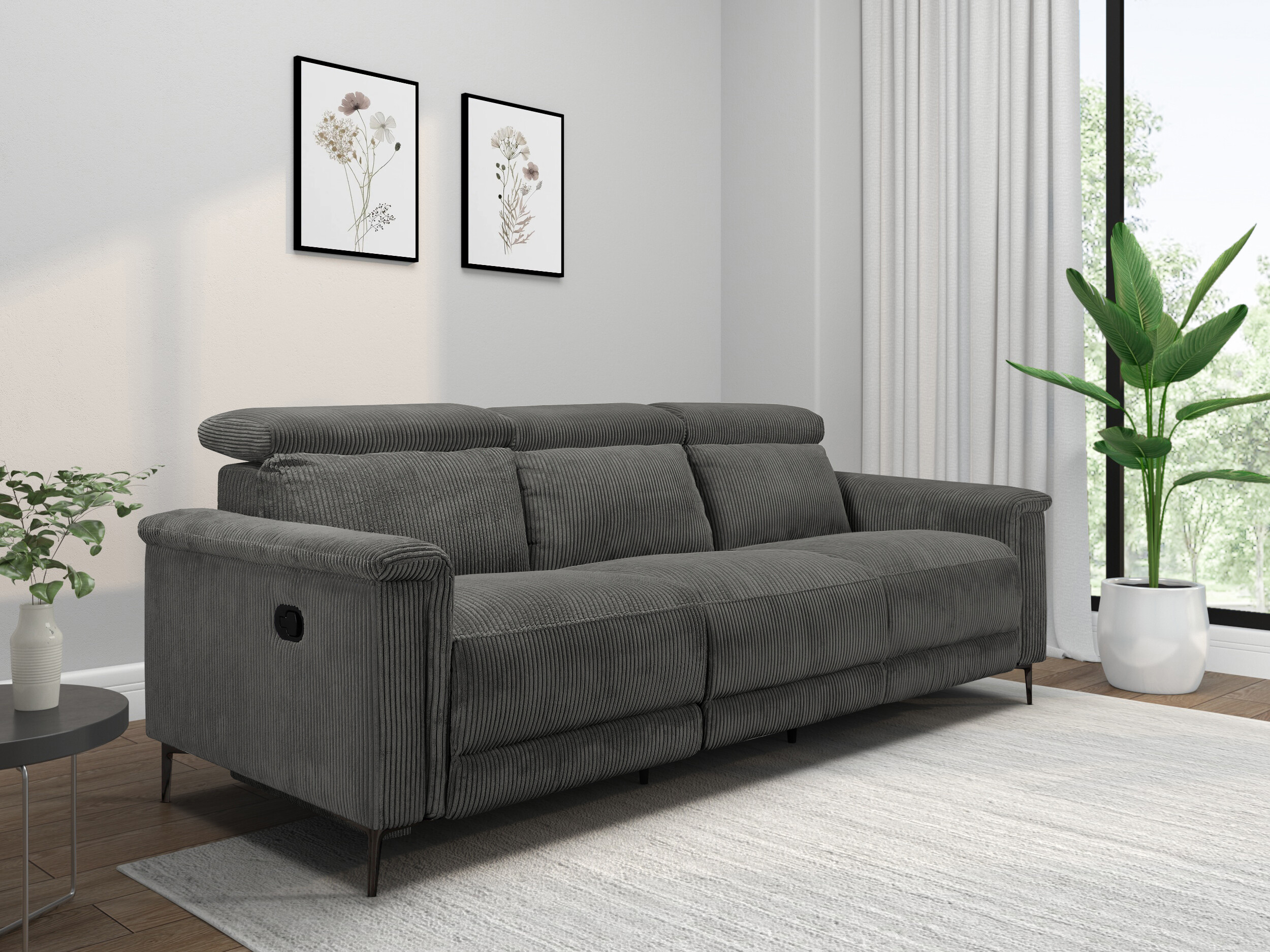 Sofa mit Liegefunktion Evamare 104 (Dunkelgrau)