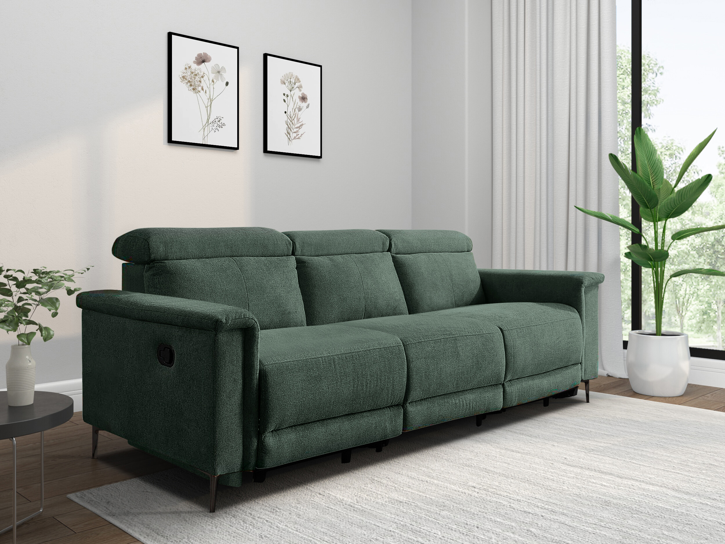 Sofa mit Liegefunktion Evamare 104 (Dunkelgrün)