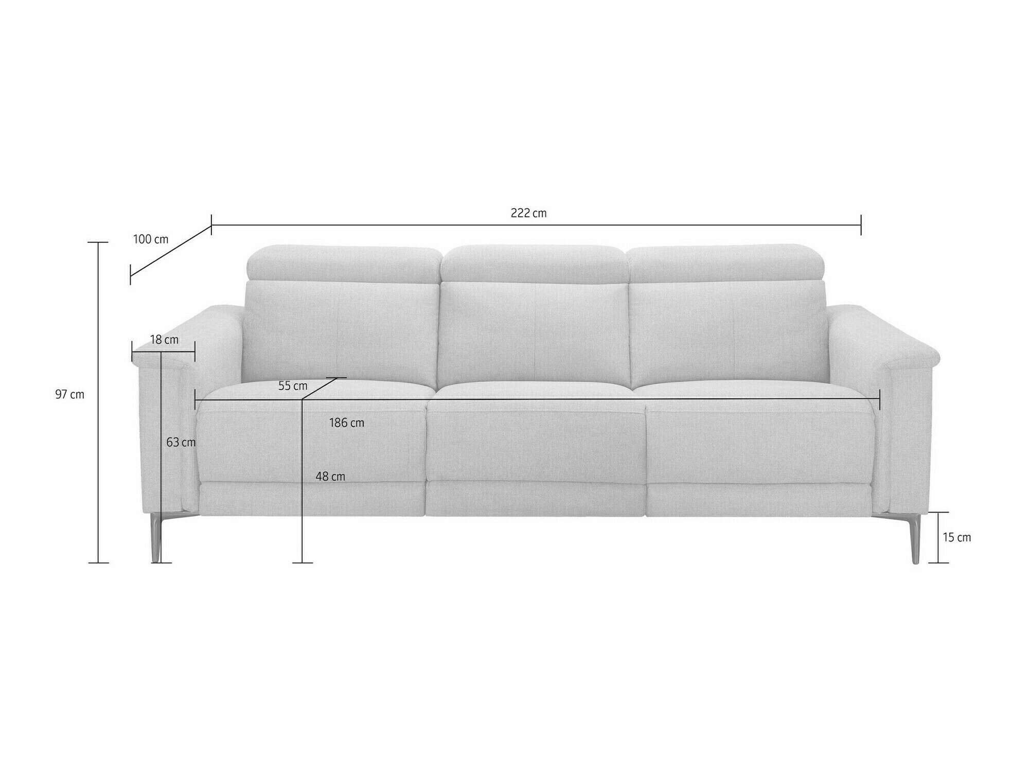 Sofa mit Liegefunktion Evamare 104 (Hellgrau)