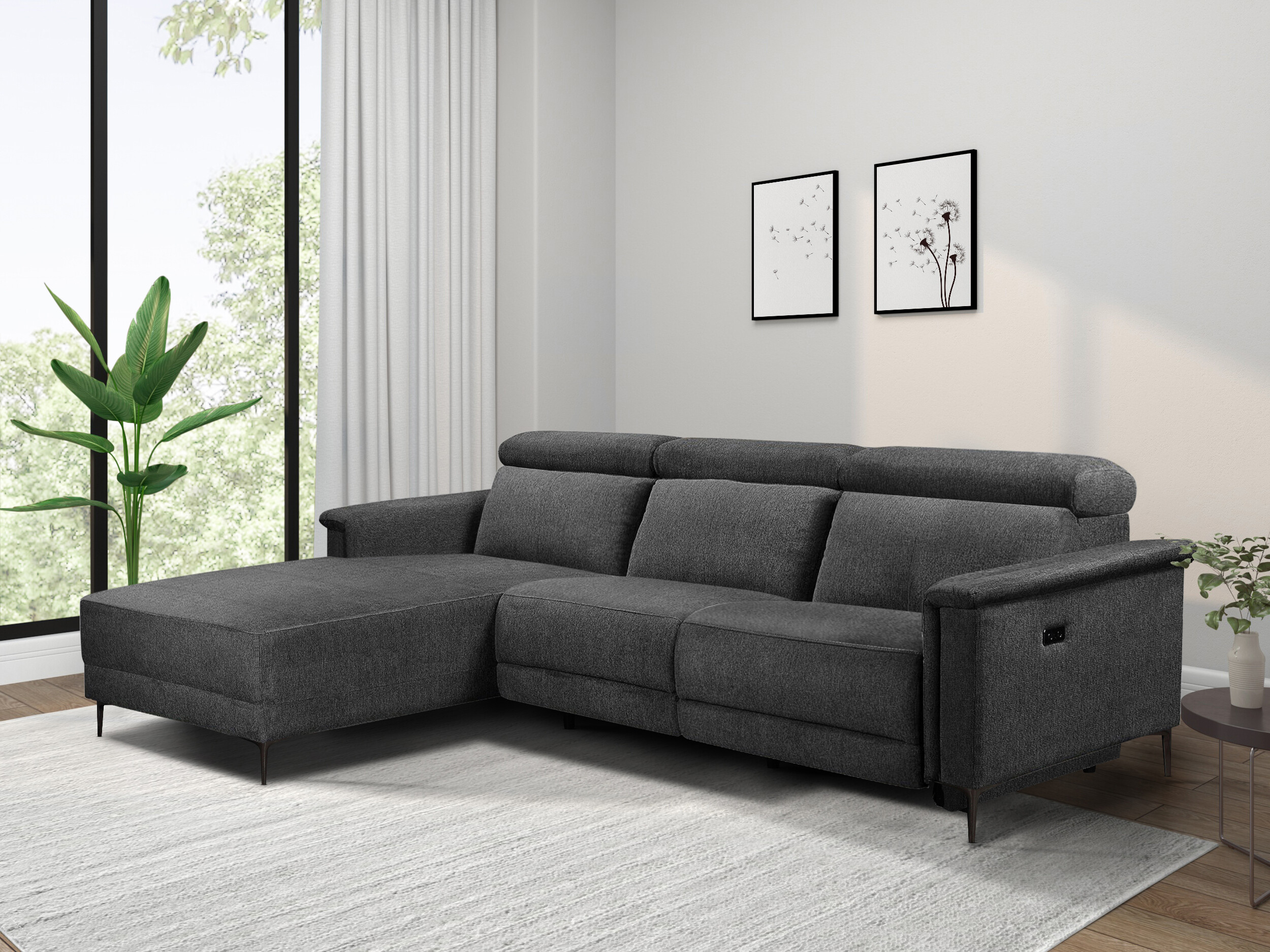 Ecksofa Liegesessel Evamare 105 (Anthrazit)