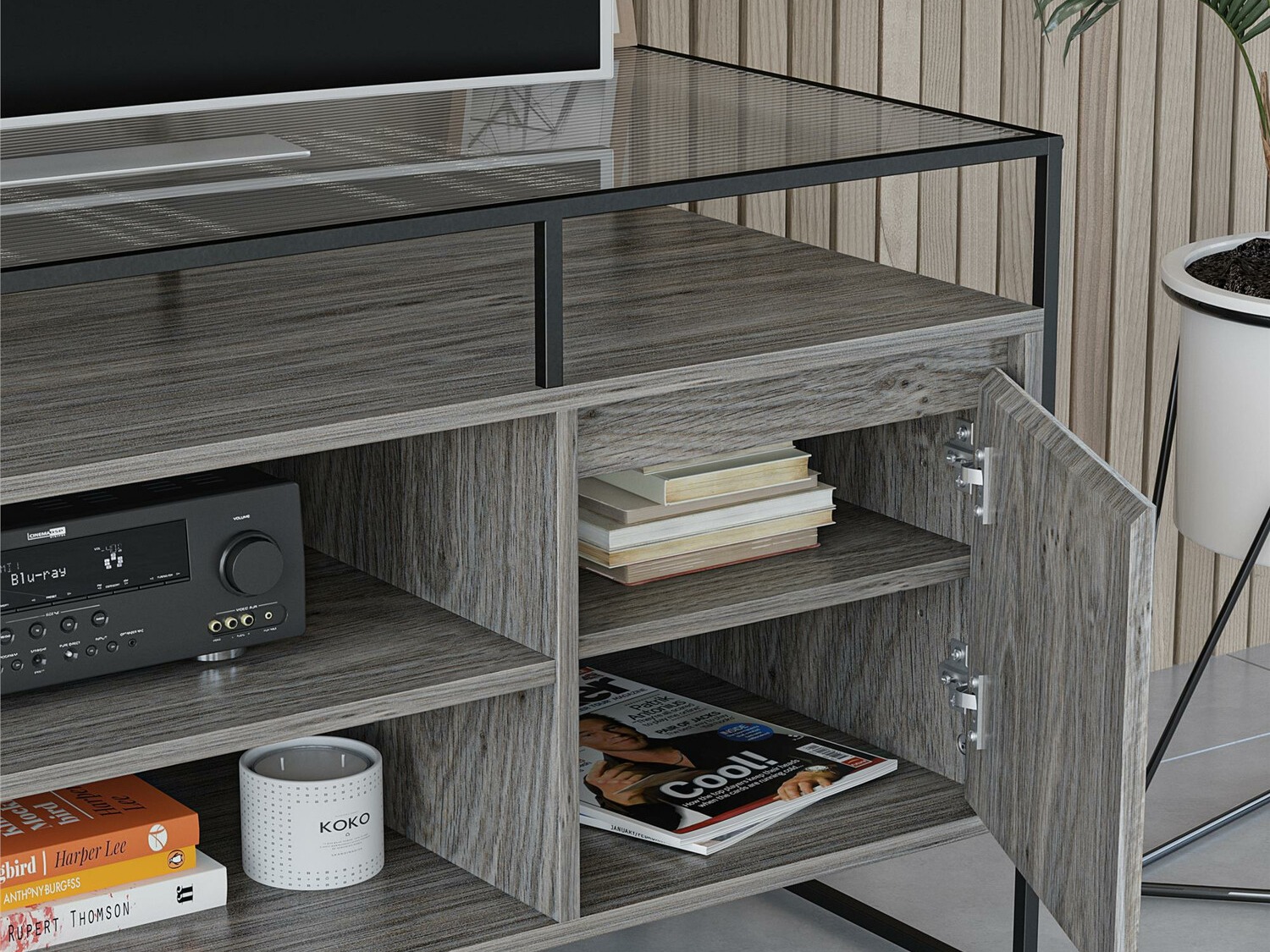 TV-Möbel Tulsa 339 (Eichenholzoptik Grau)