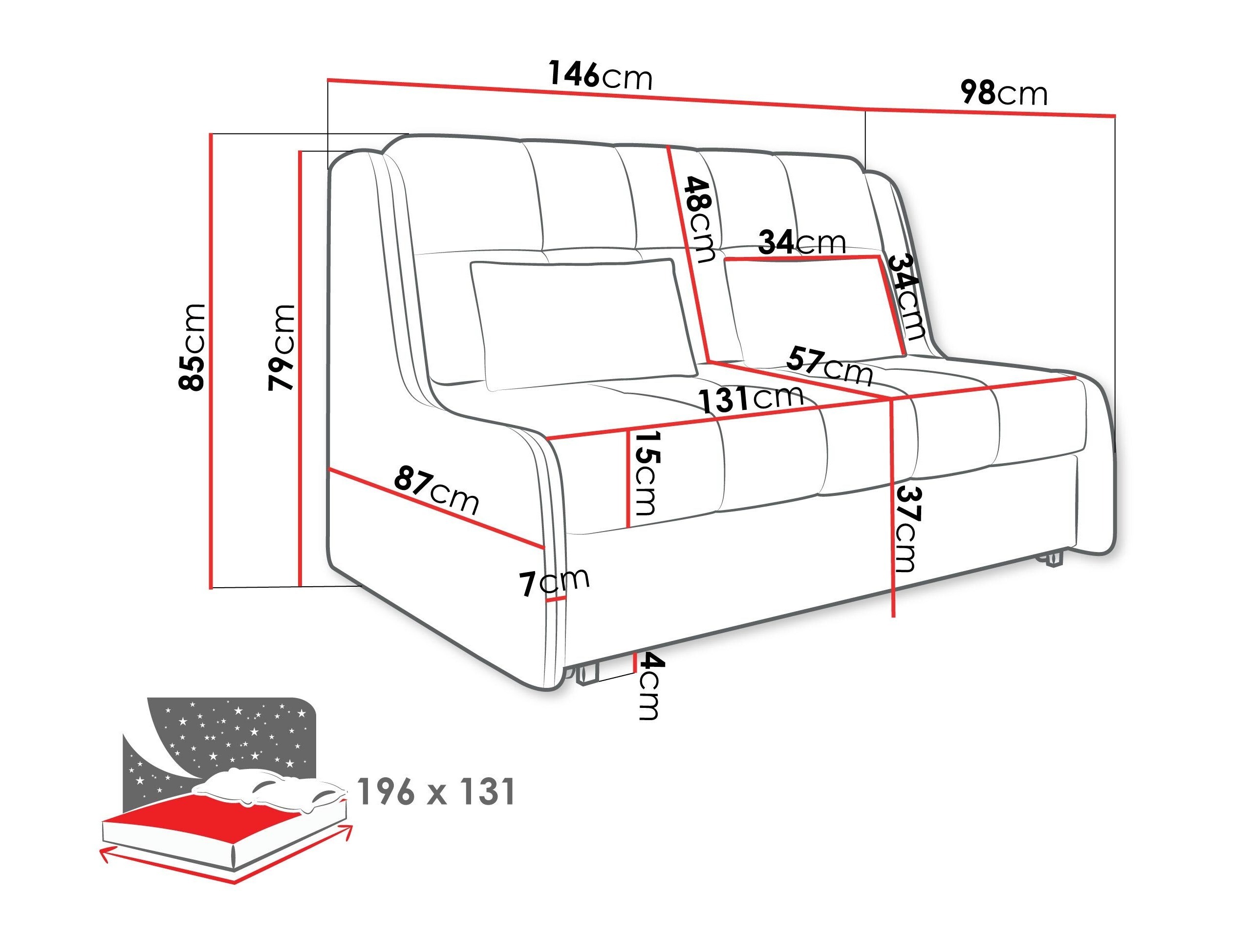 Schlafsofa Columbus 256 (Sereno 681)