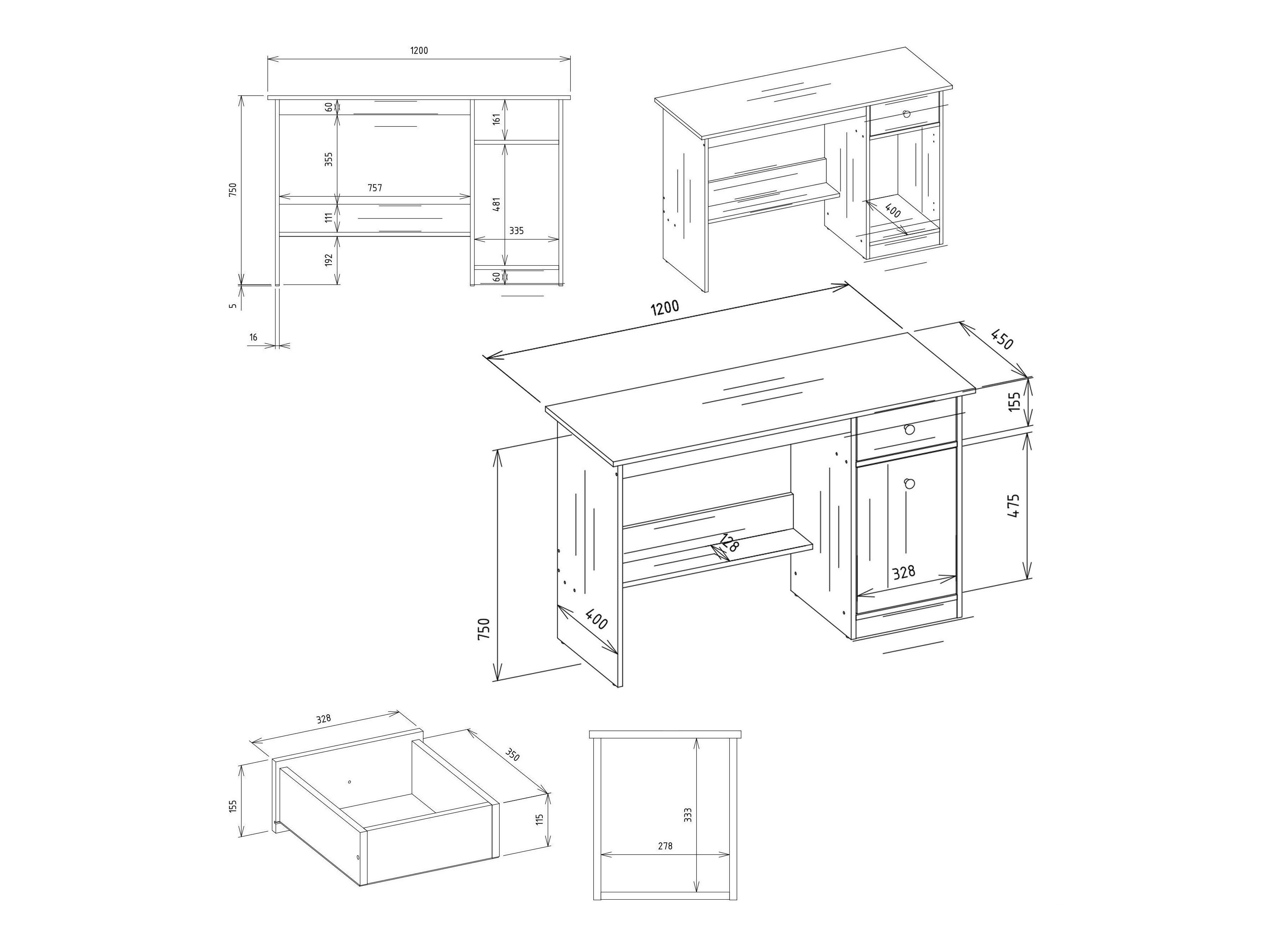 Bürotisch Mandeville 376 (Artisan Eichenholzoptik)